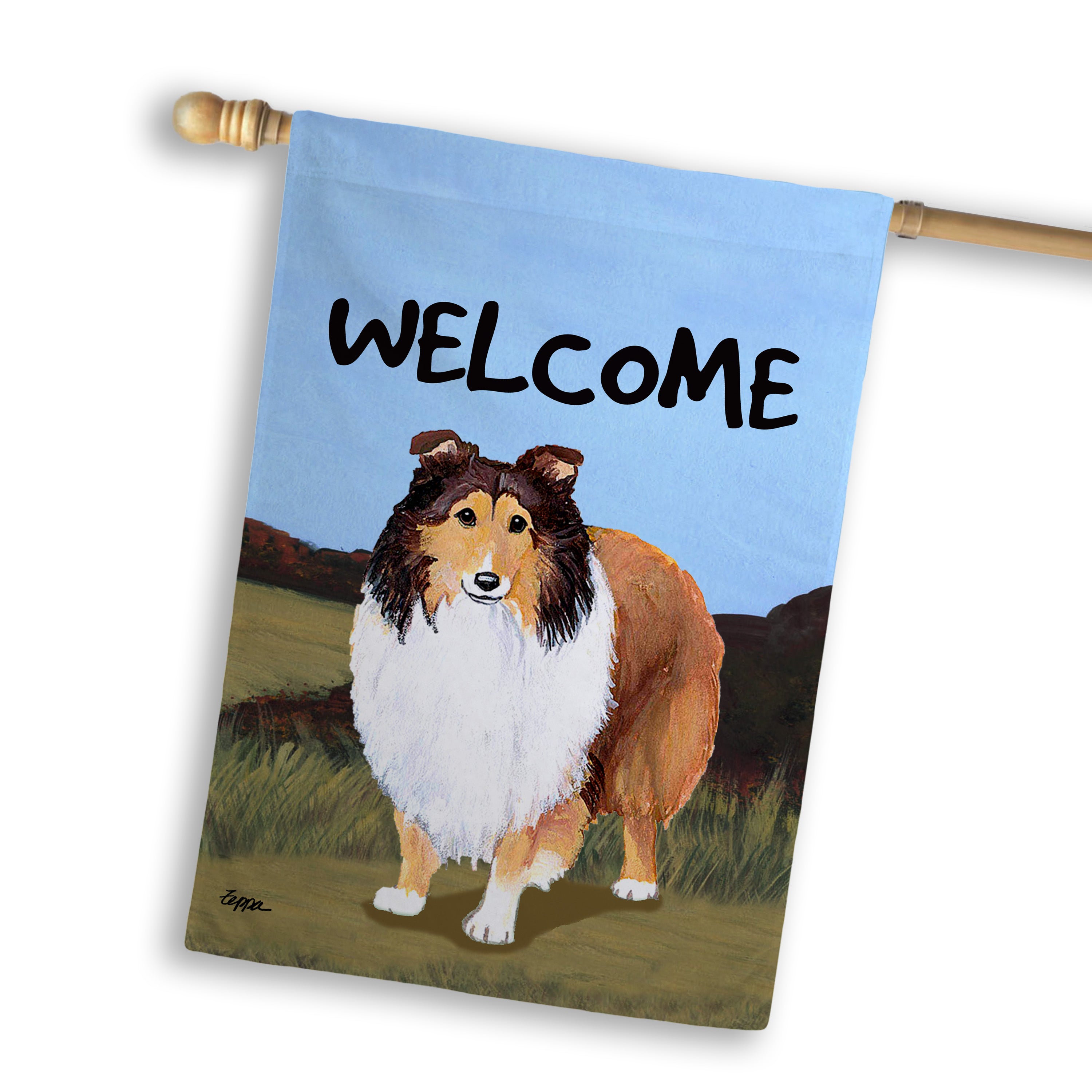 Shetland Sheepdog House Flag