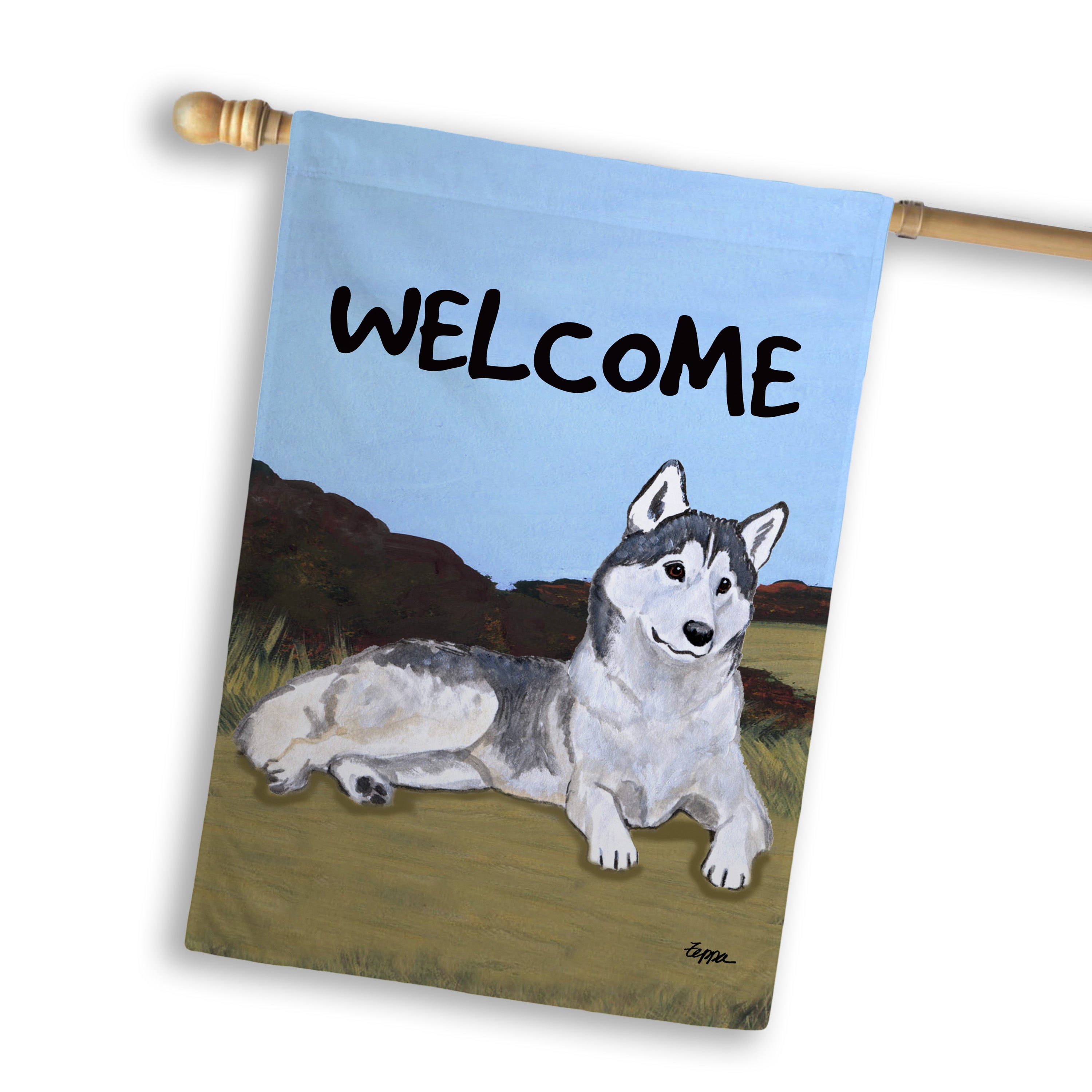 Siberian Husky House Flag