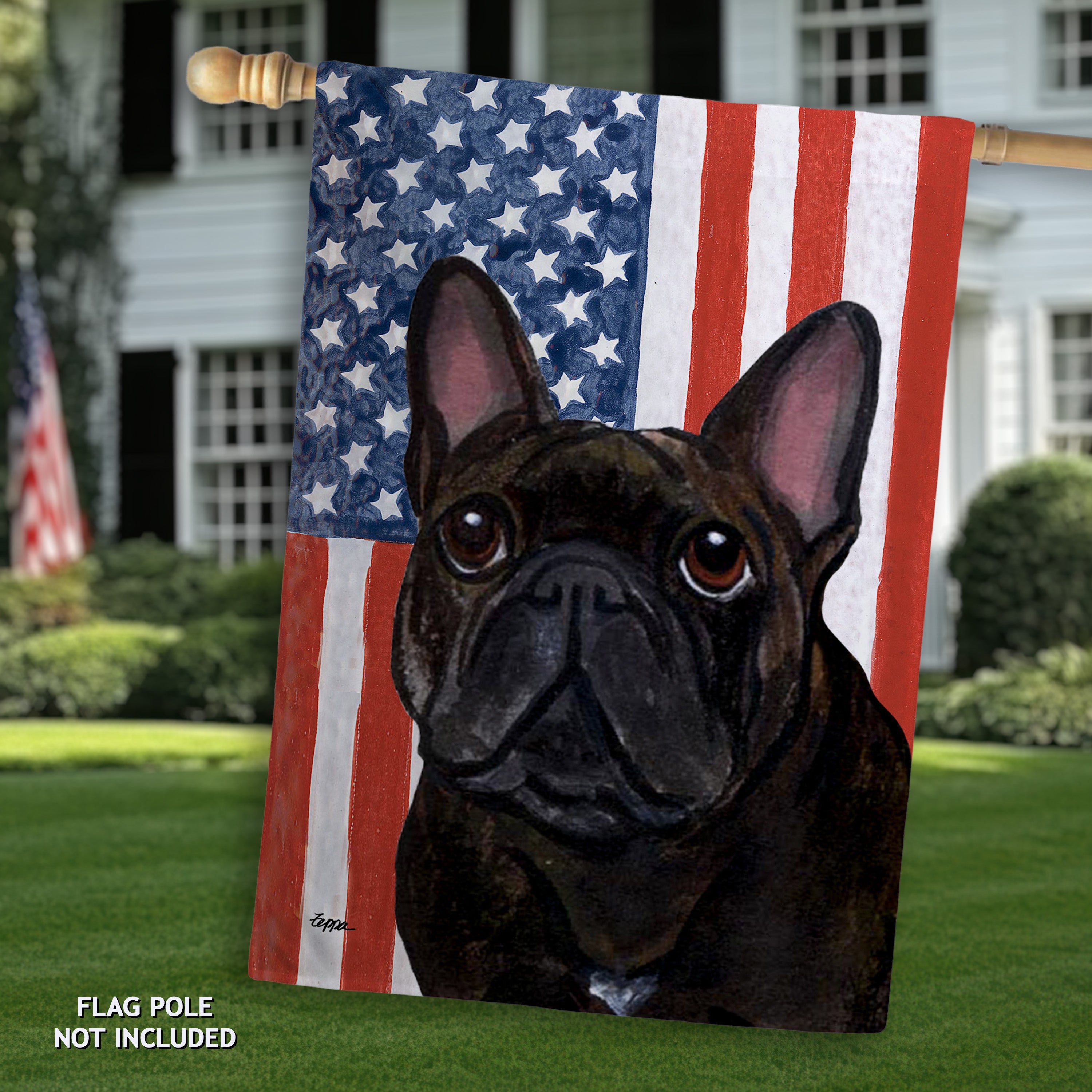 French Bulldog Americana House Flag