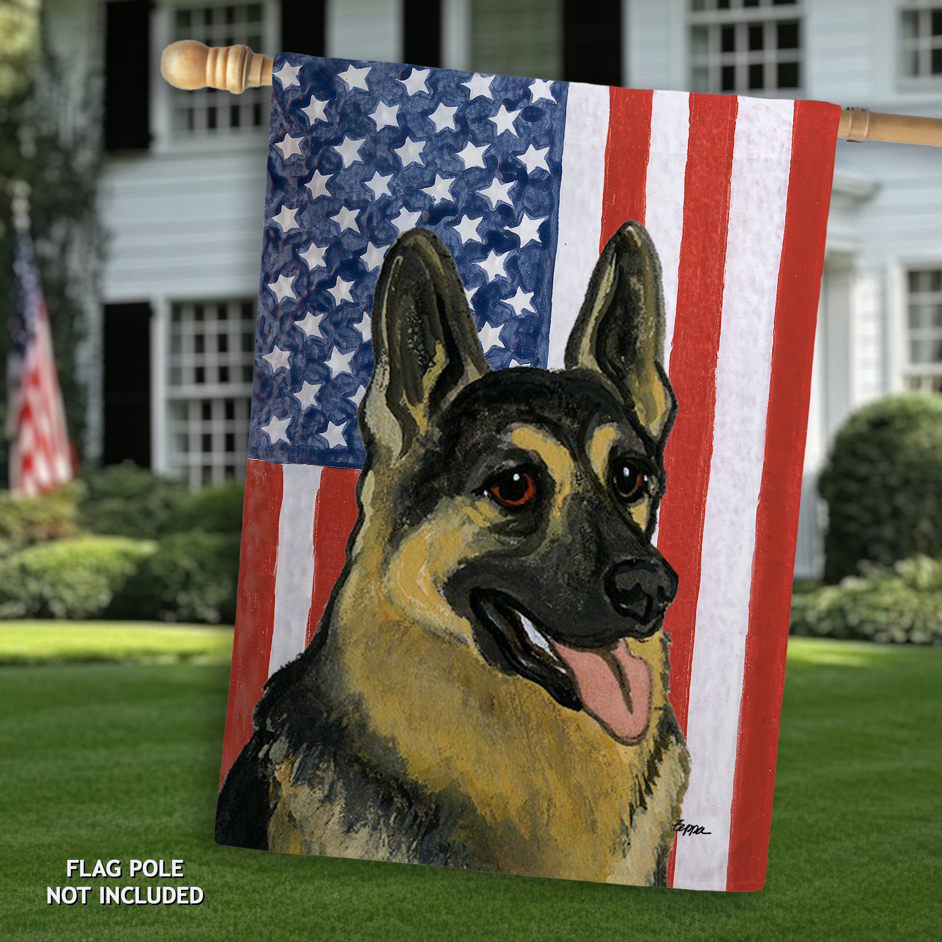 German Shepherd Americana House Flag