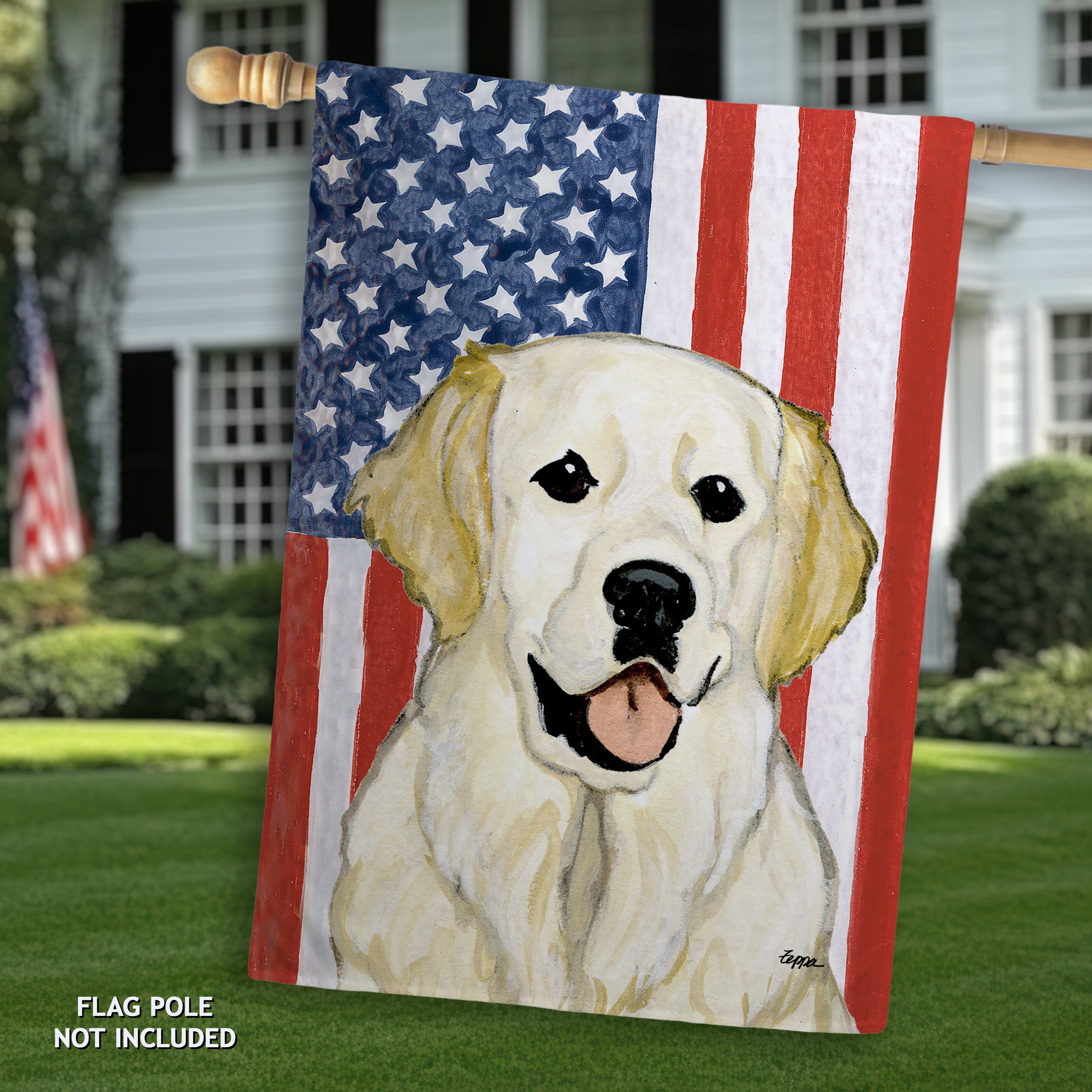 Golden Retriever Americana House Flag