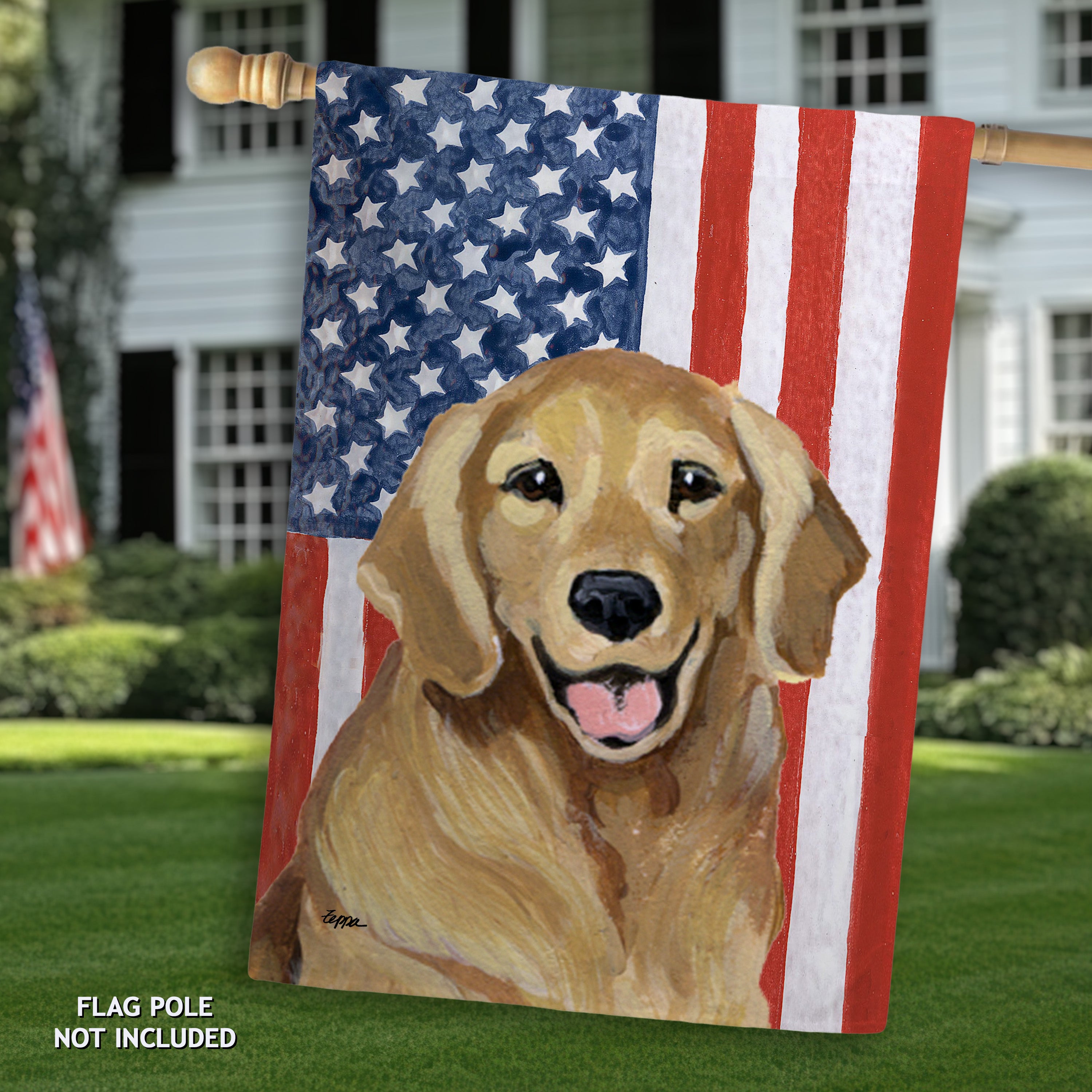 Golden Retriever Americana House Flag