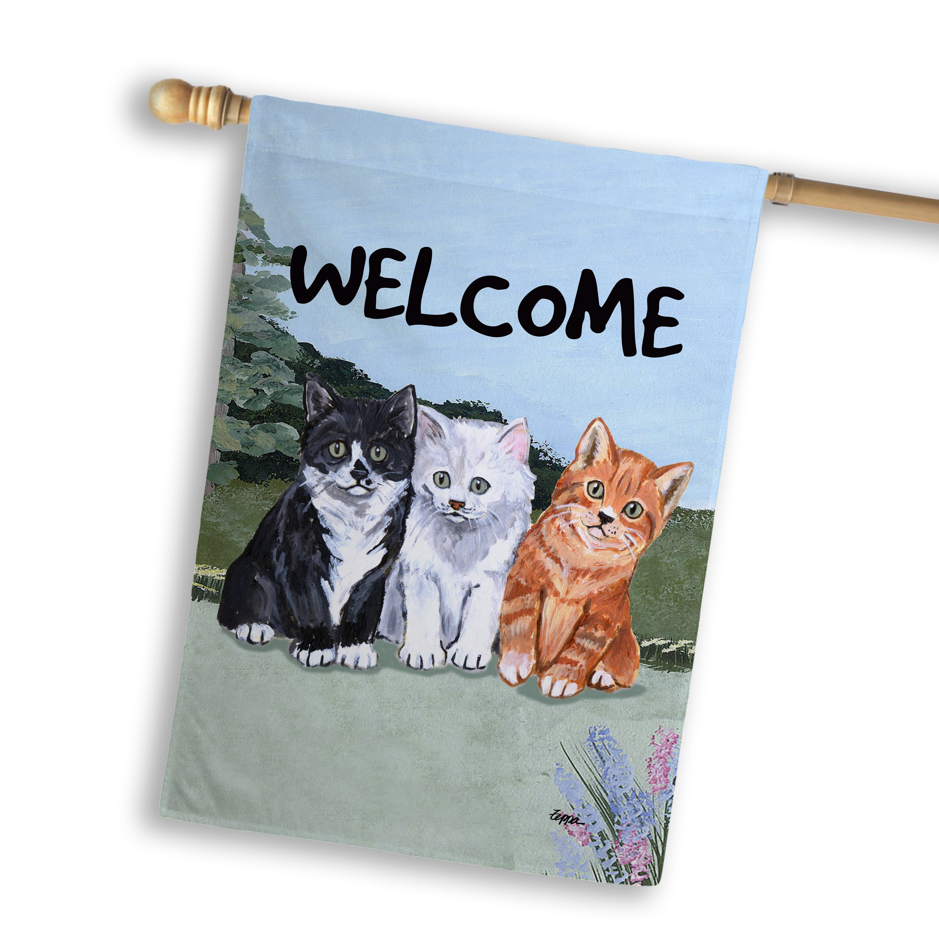 Trio Kittens House Flag