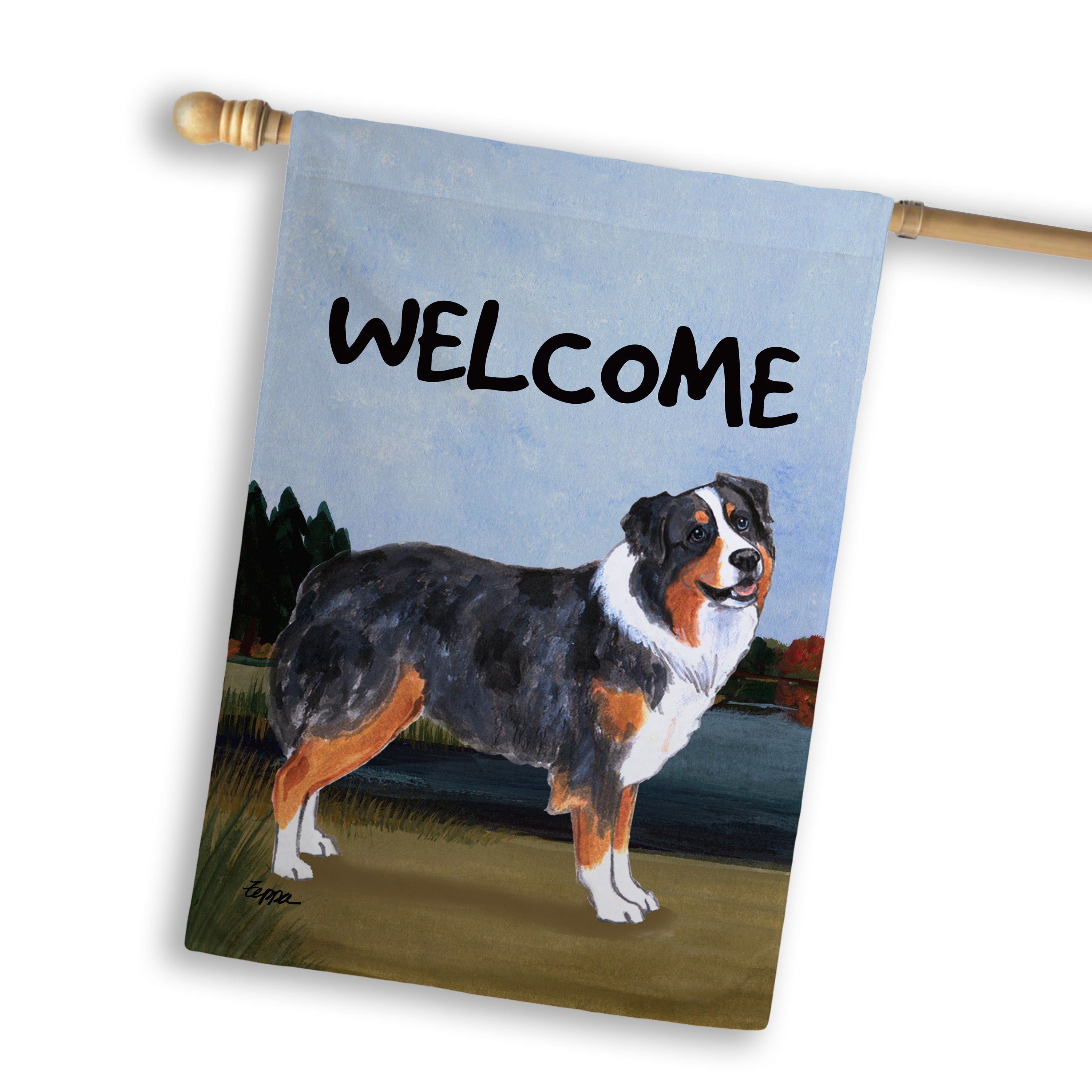 Australian Shepherd House Flag