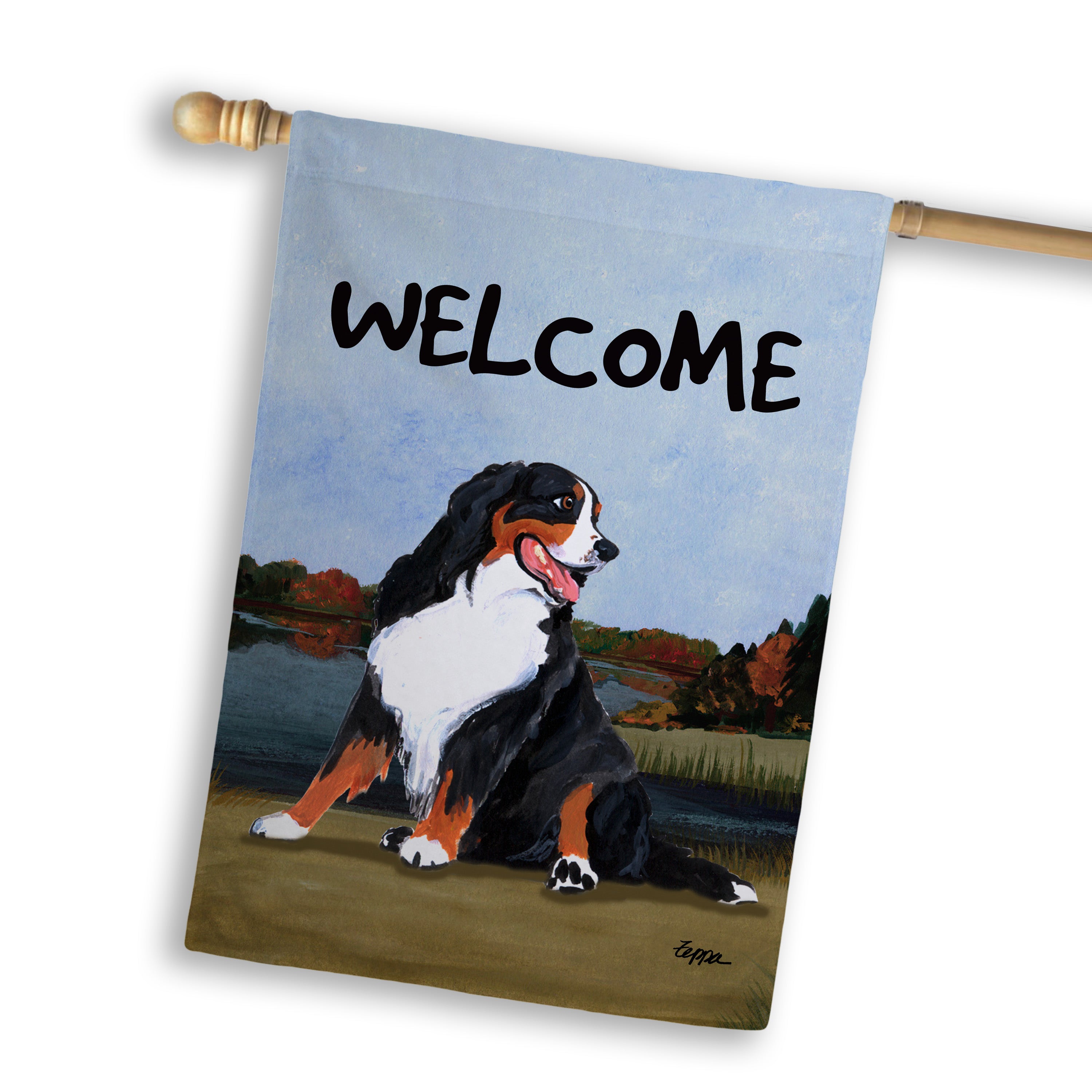 Bernese Mountain Dog House Flag