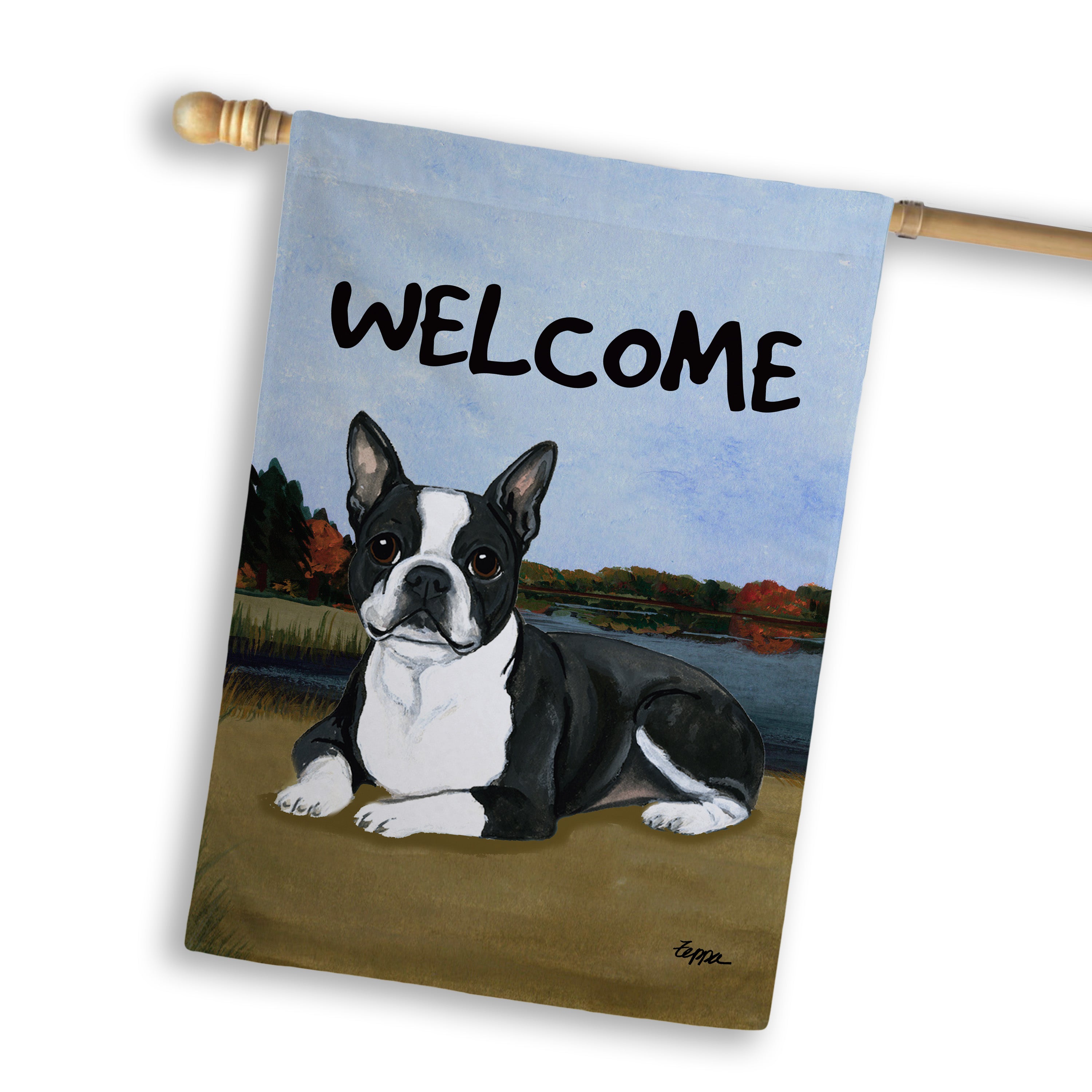 Boston Terrier Lying House Flag