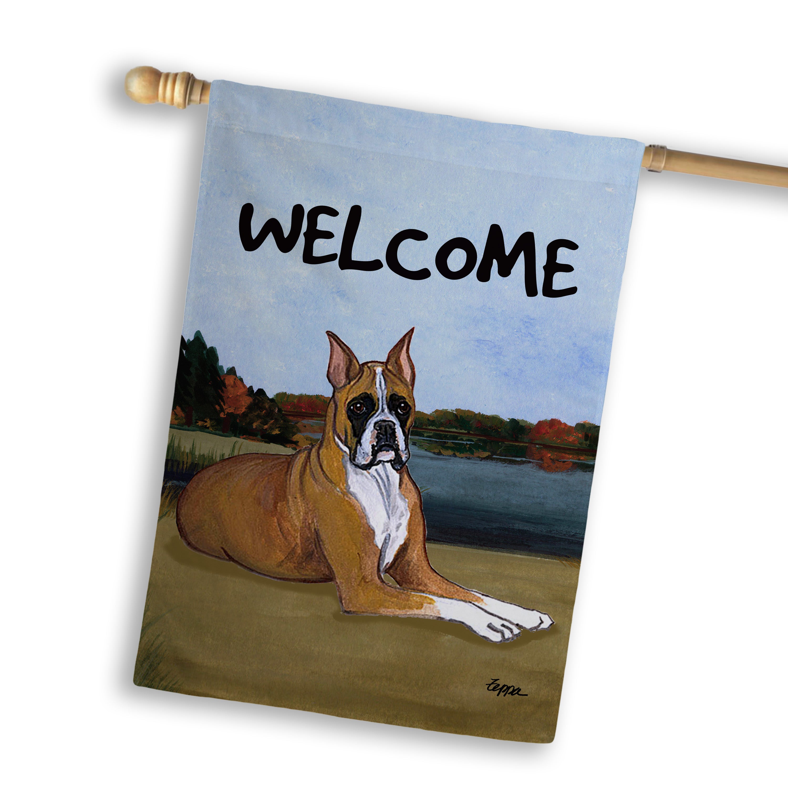 Boxer Lying House Flag