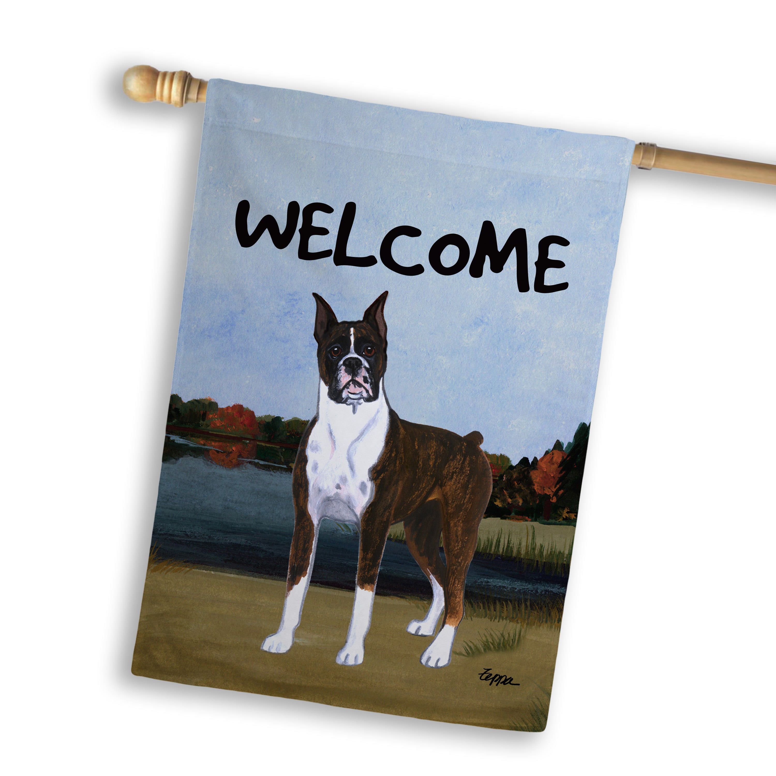 Boxer Standing House Flag
