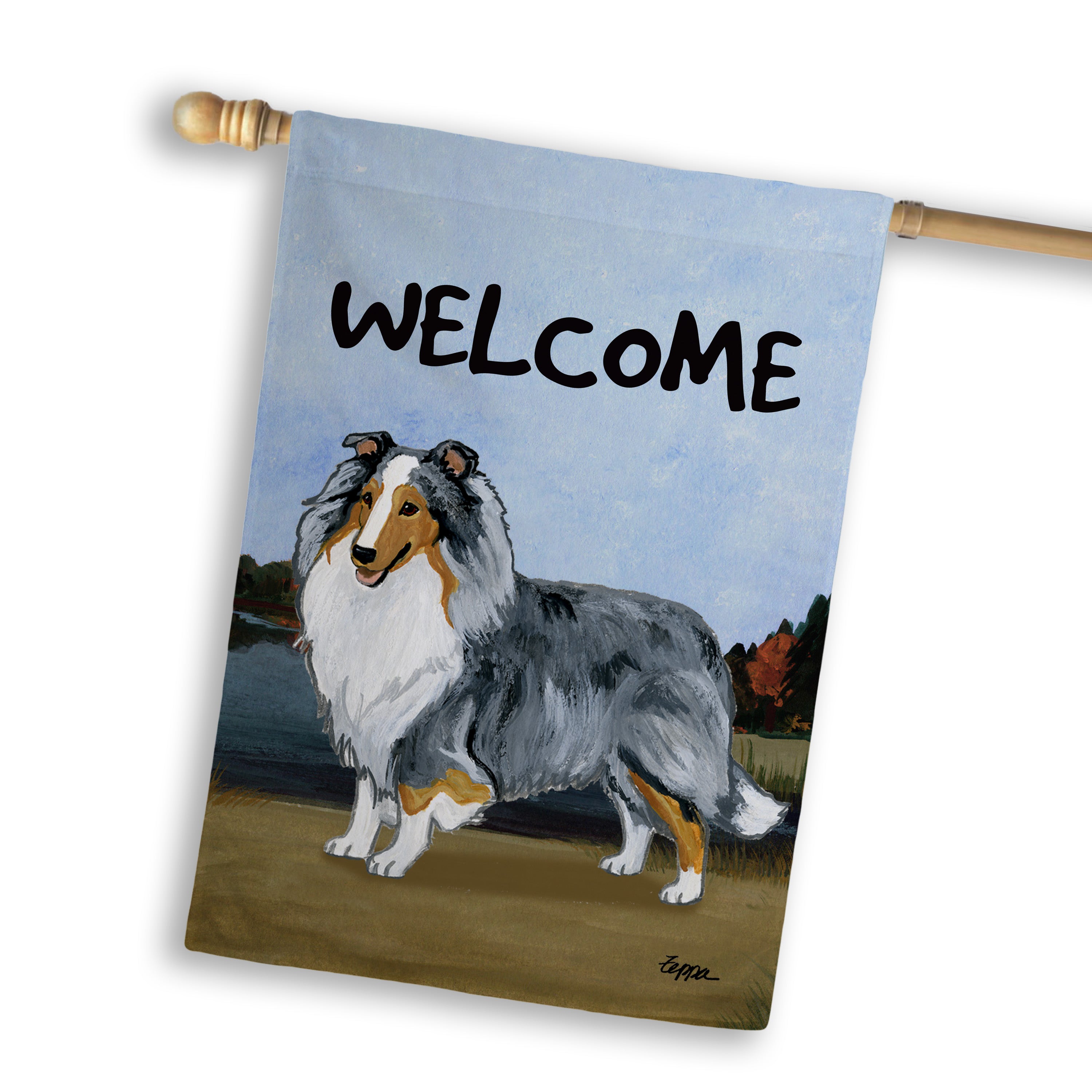 Shetland Sheepdog House Flag