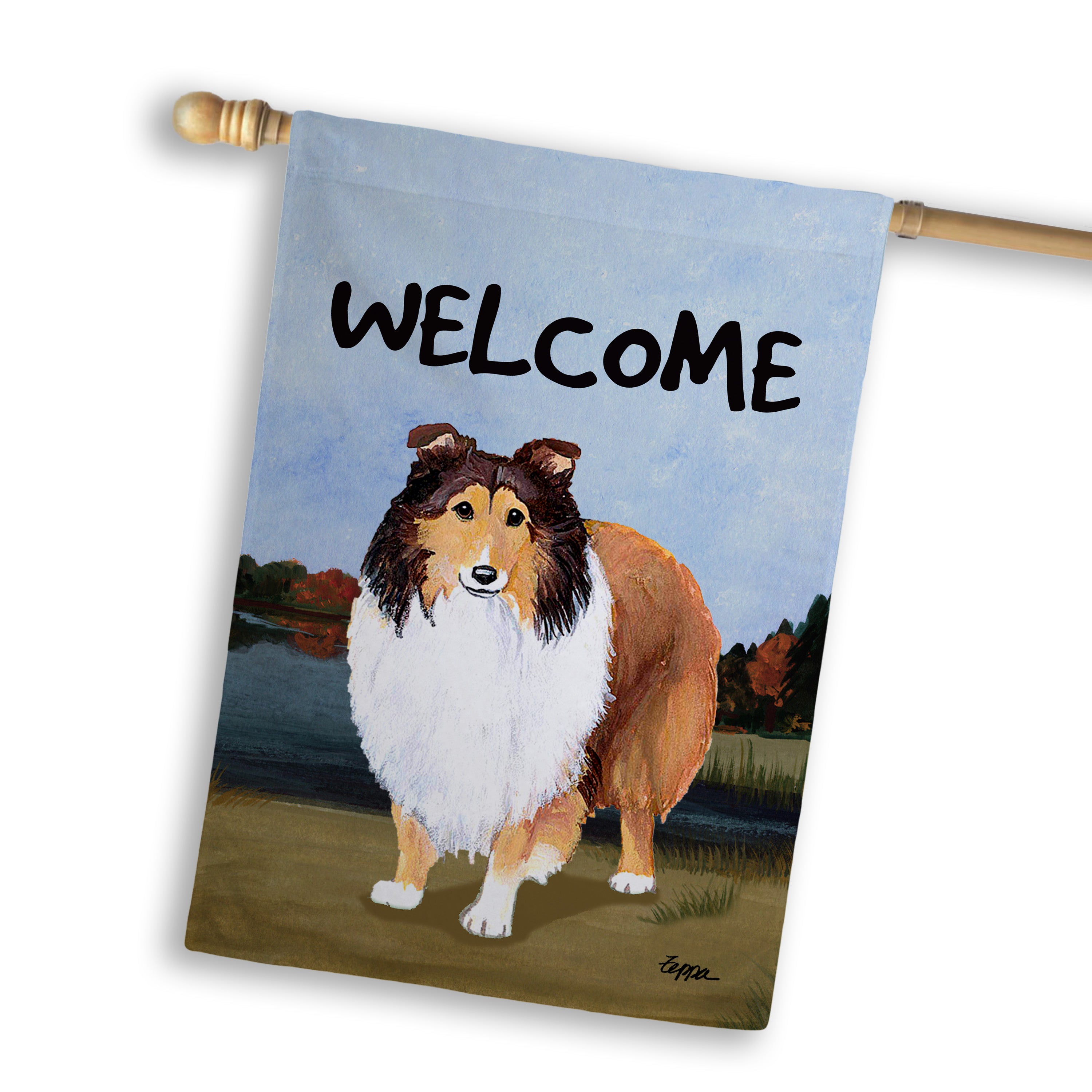 Shetland Sheepdog House Flag