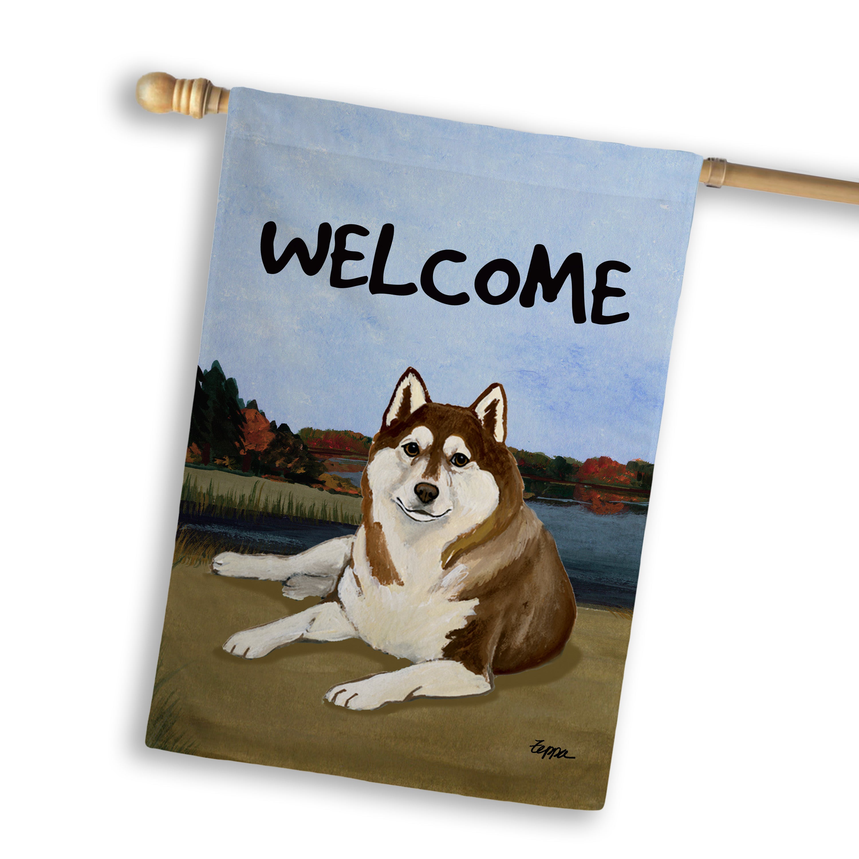 Siberian Husky House Flag