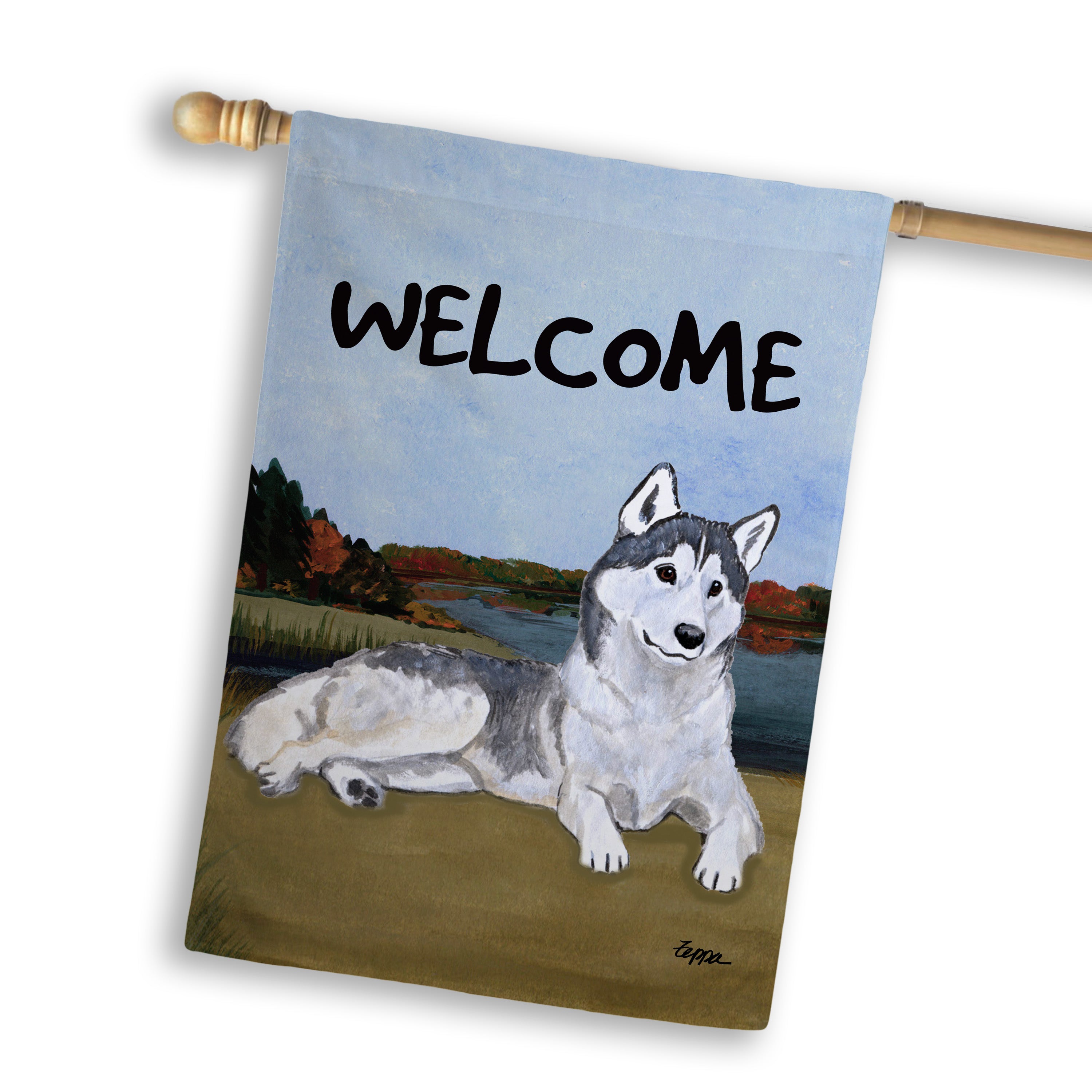 Siberian Husky House Flag