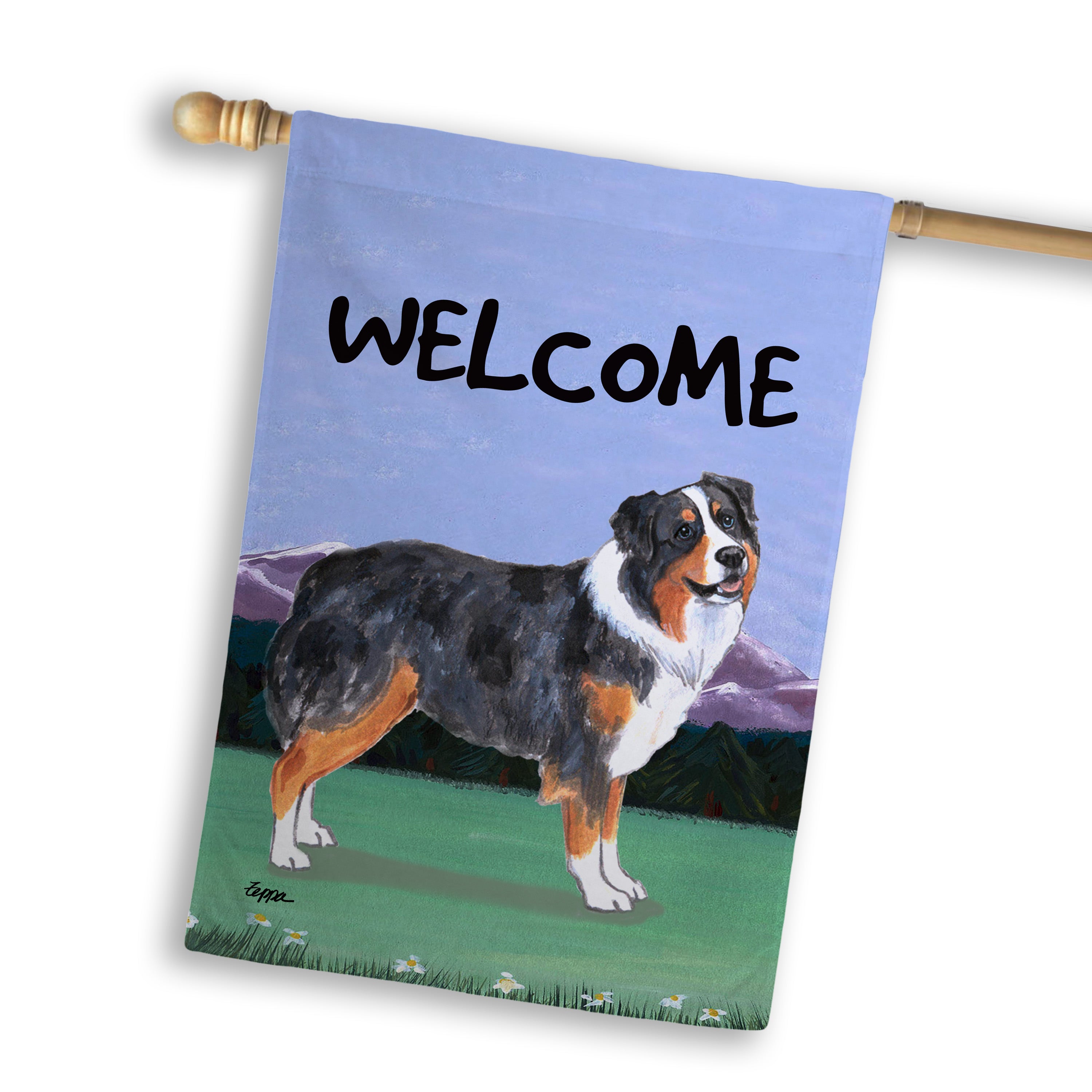 Australian Shepherd House Flag