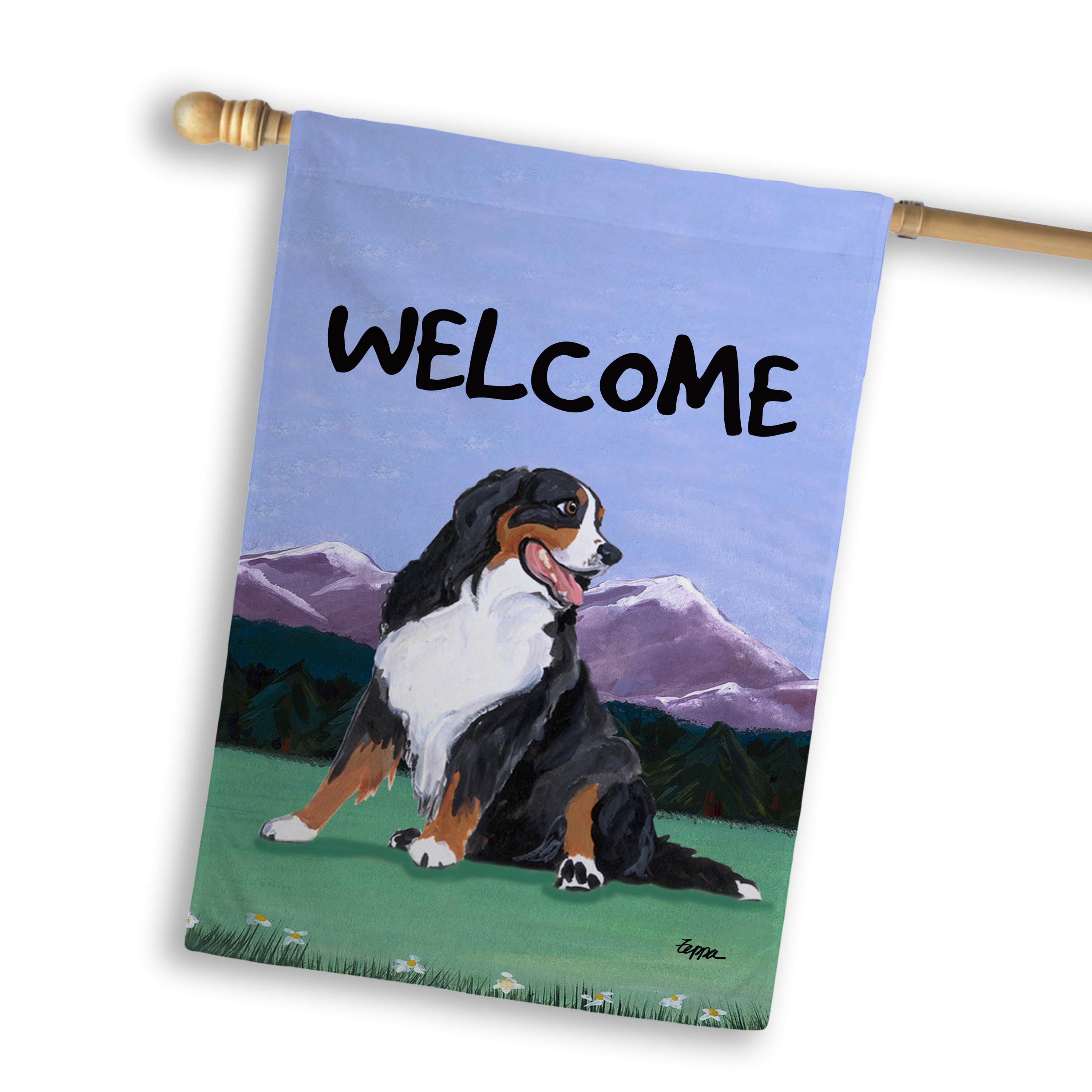 Bernese Mountain Dog House Flag