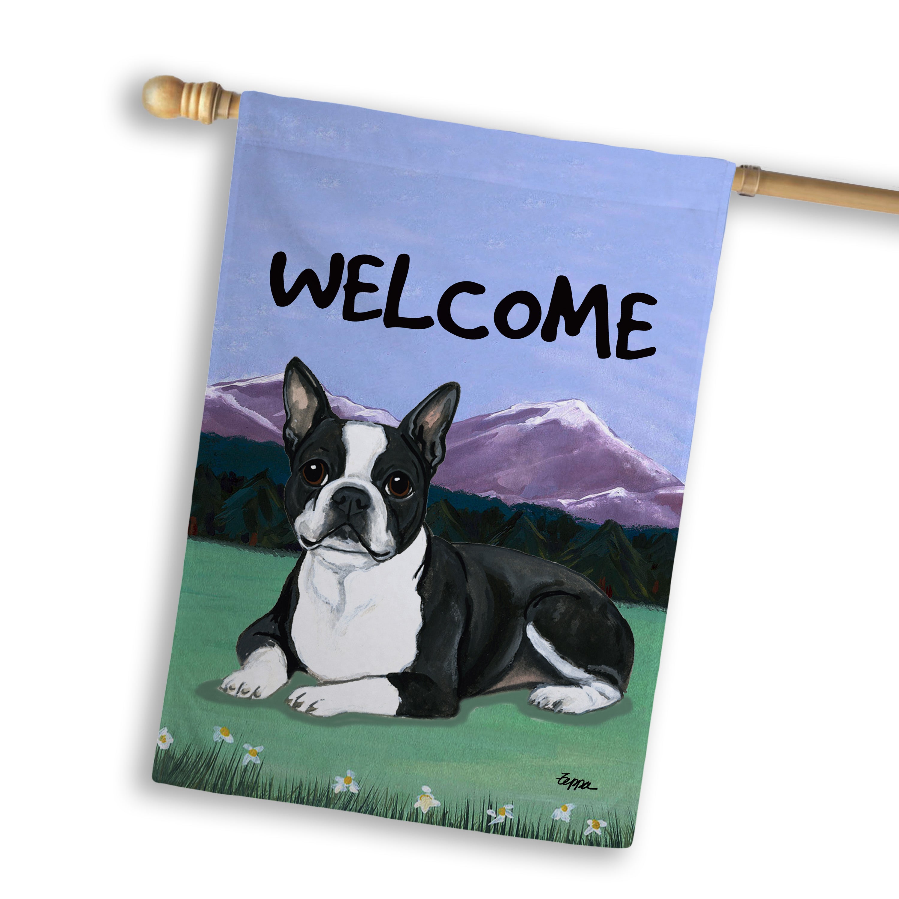 Boston Terrier Lying House Flag
