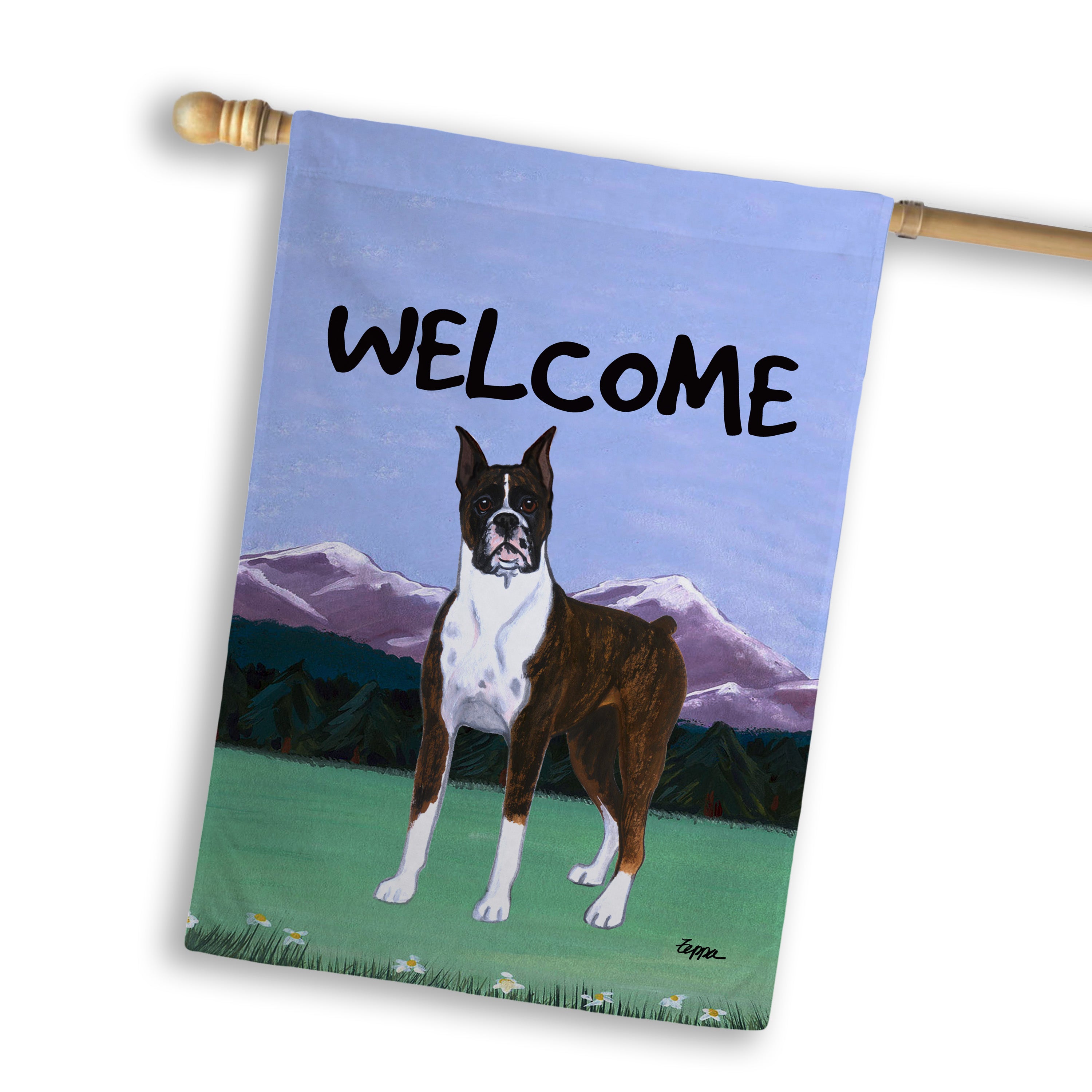 Boxer Standing House Flag