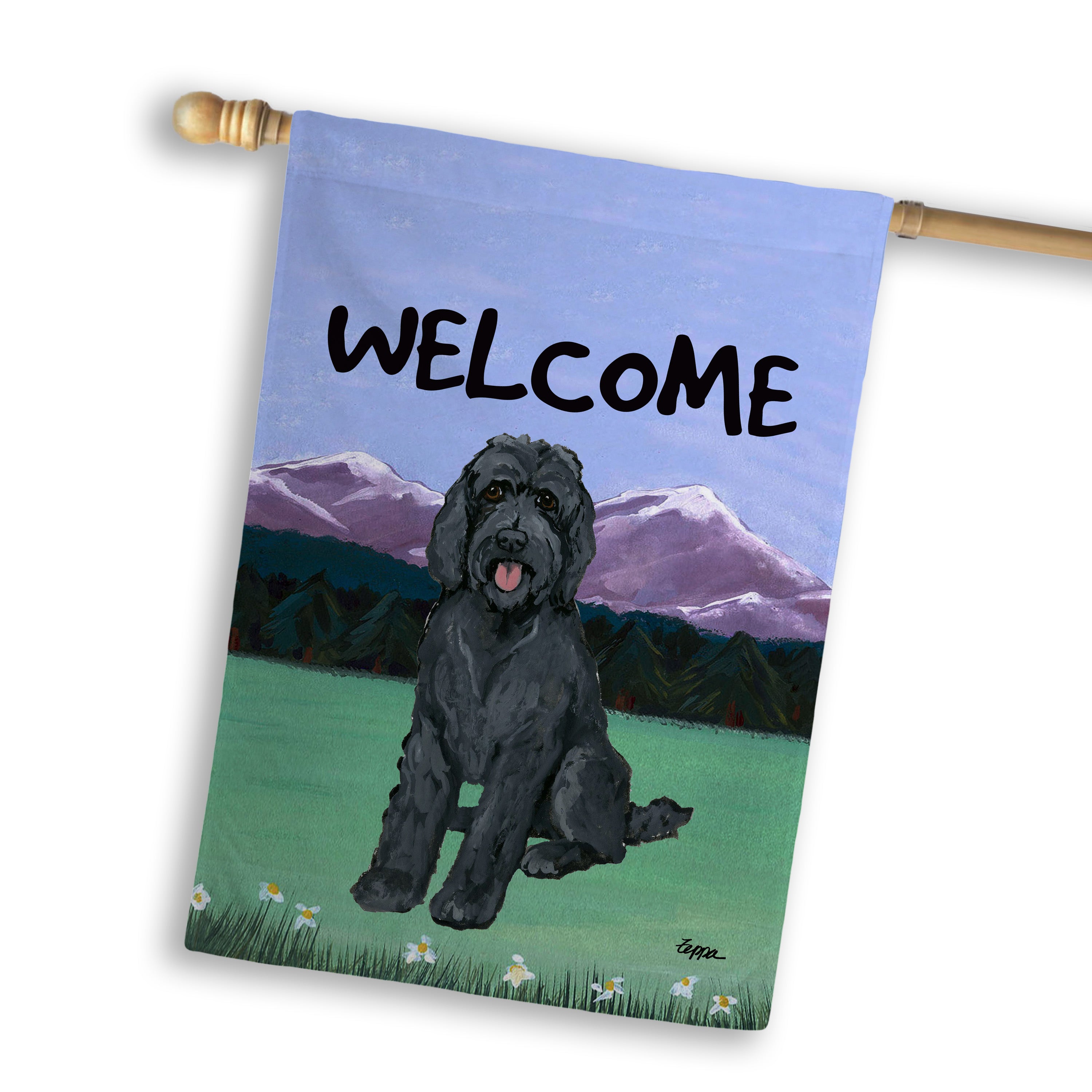 Golden-Labra Doodle House Flag