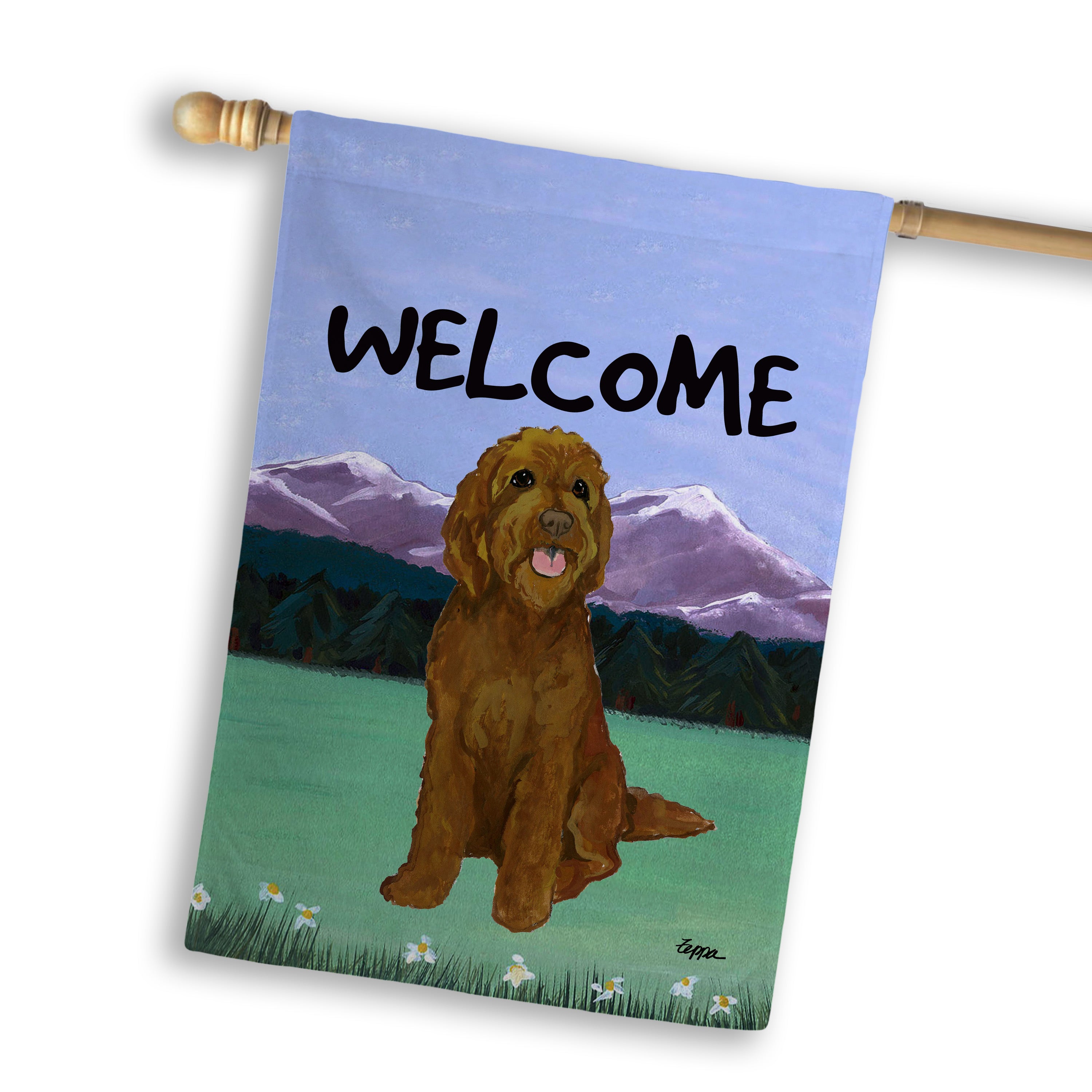 Golden-Labra Doodle House Flag