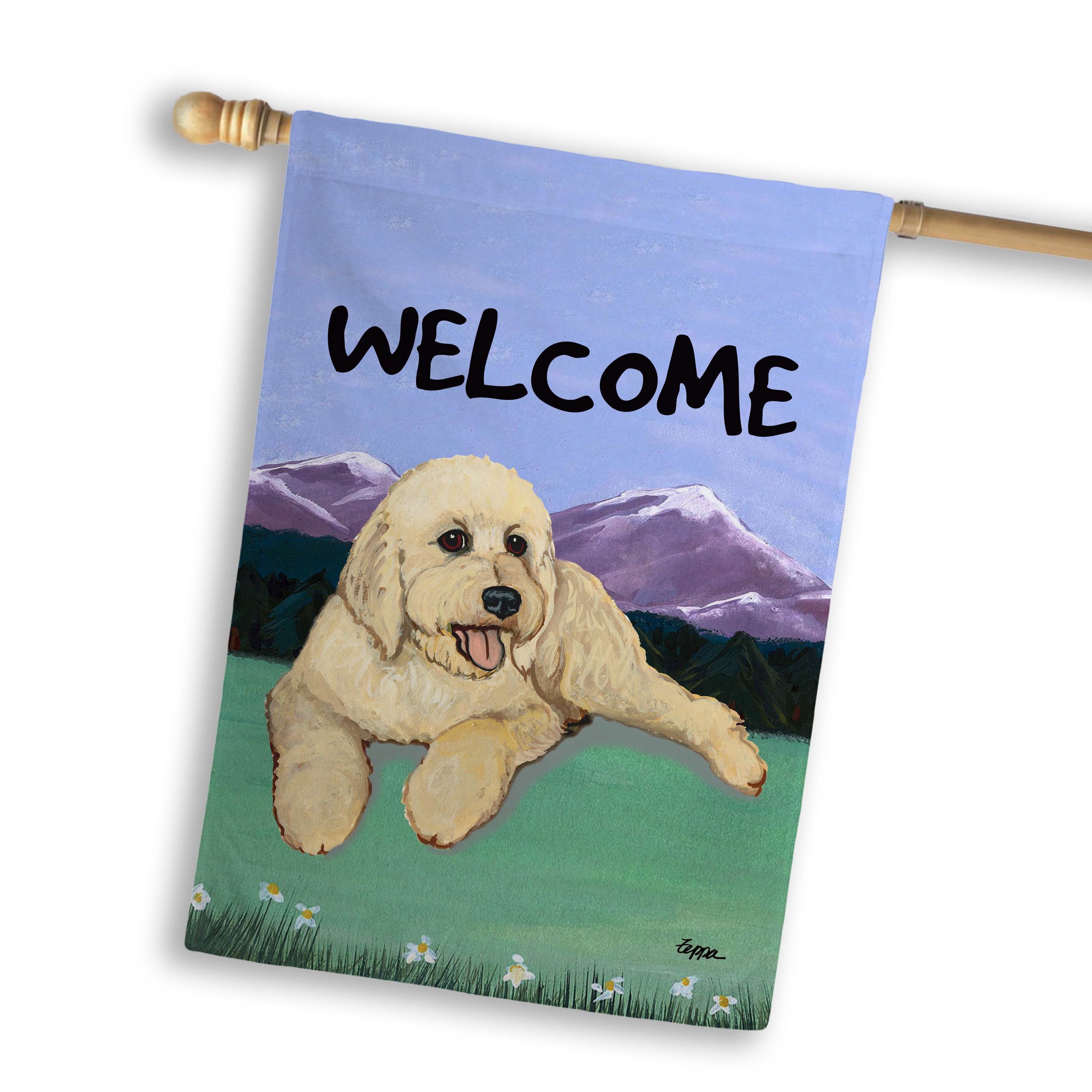 Golden-Labra Doodle House Flag