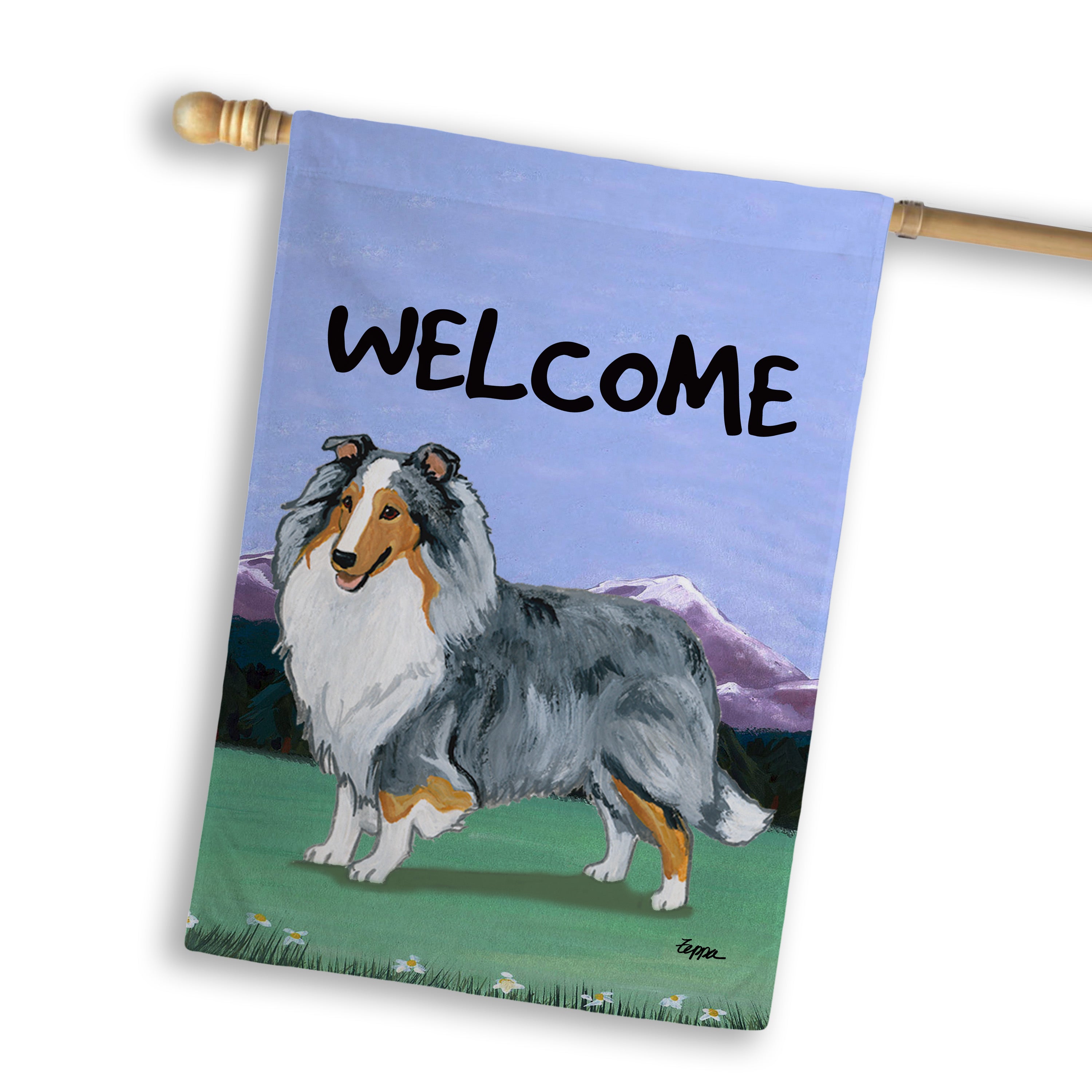 Shetland Sheepdog House Flag