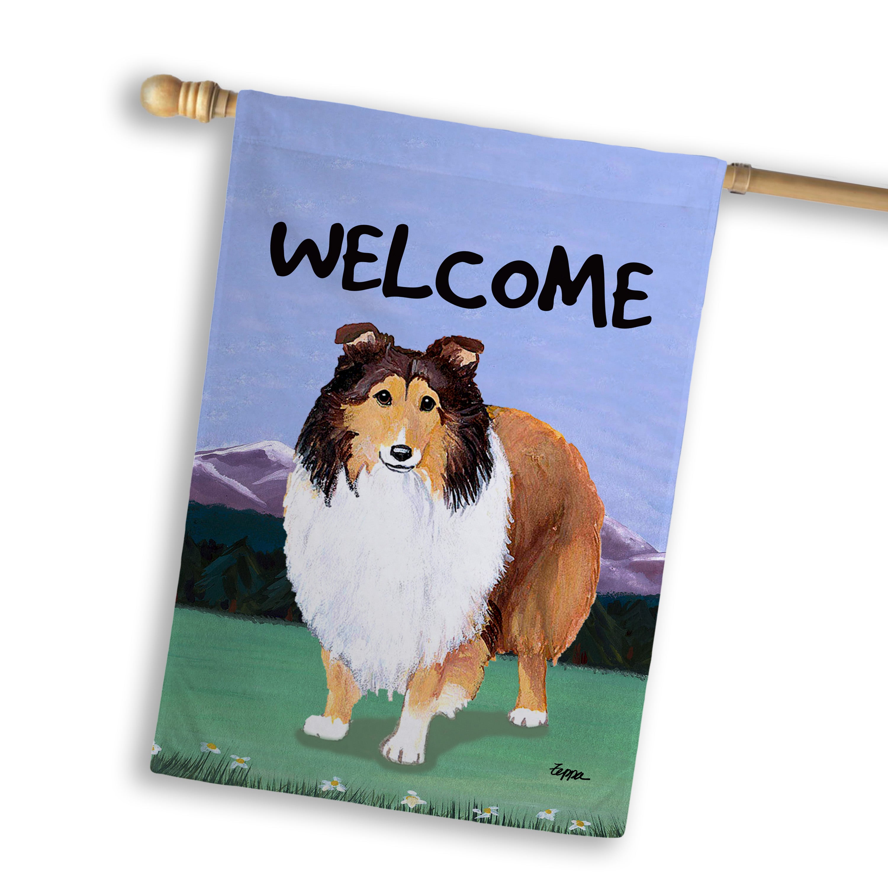 Shetland Sheepdog House Flag