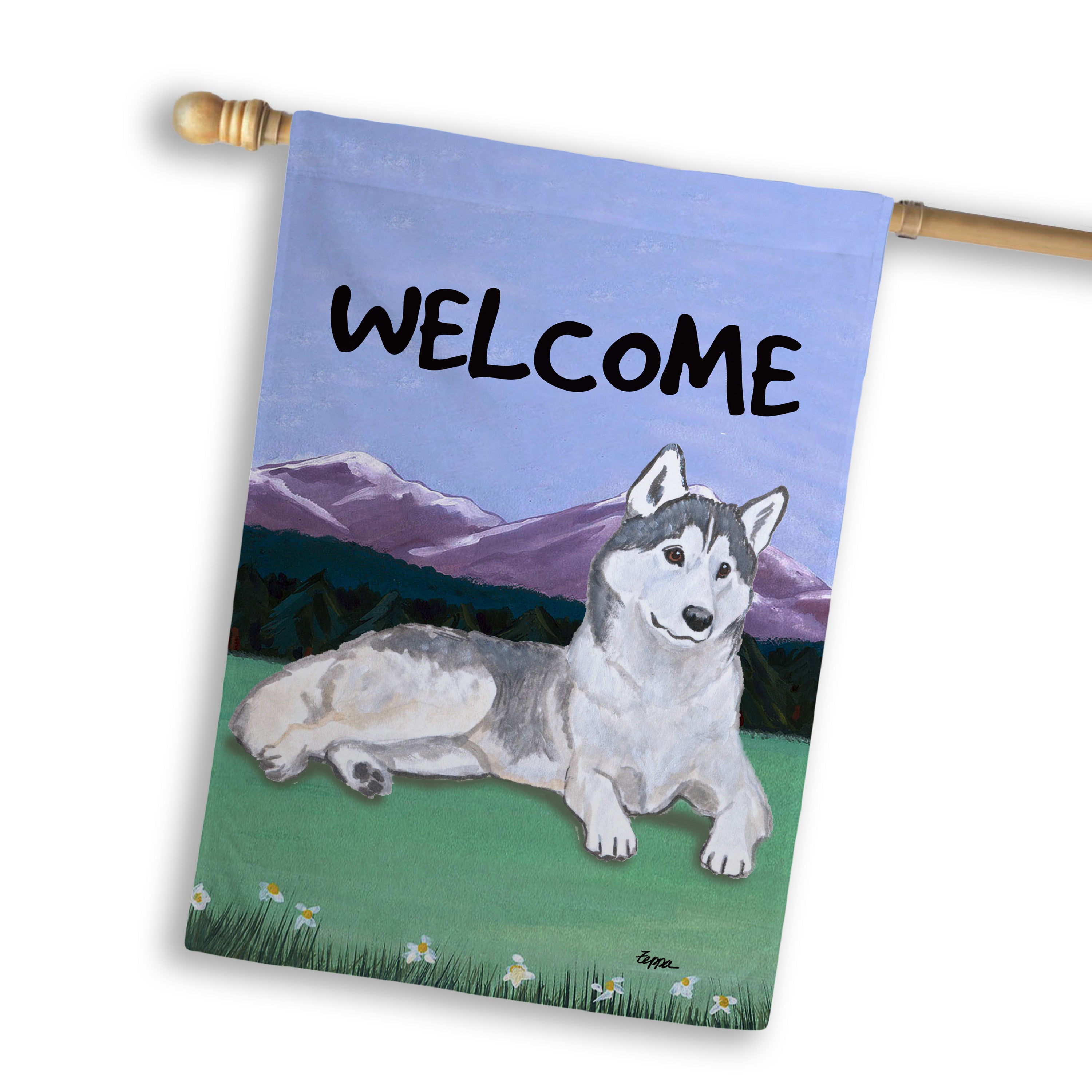 Siberian Husky House Flag