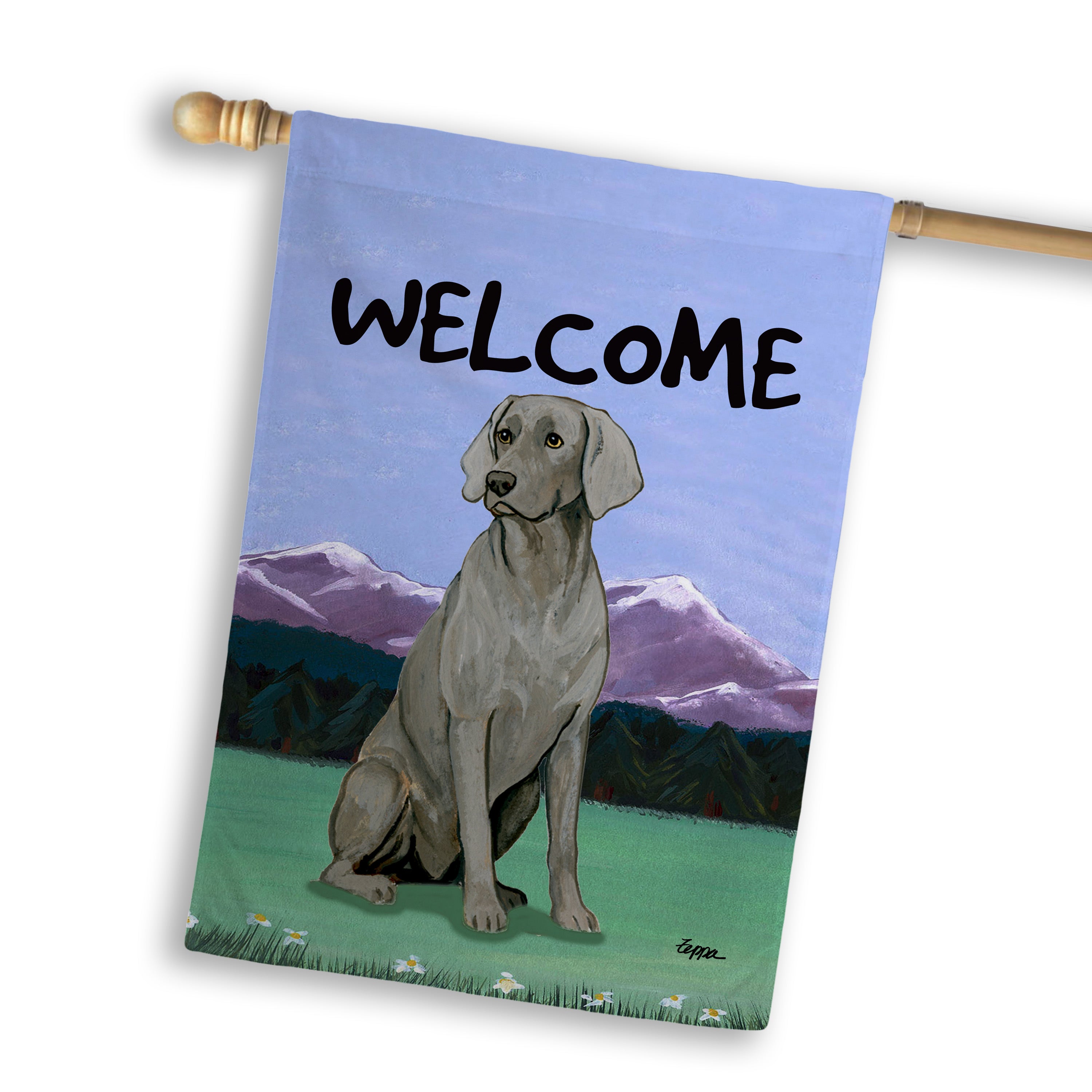 Weimaraner Sitting House Flag
