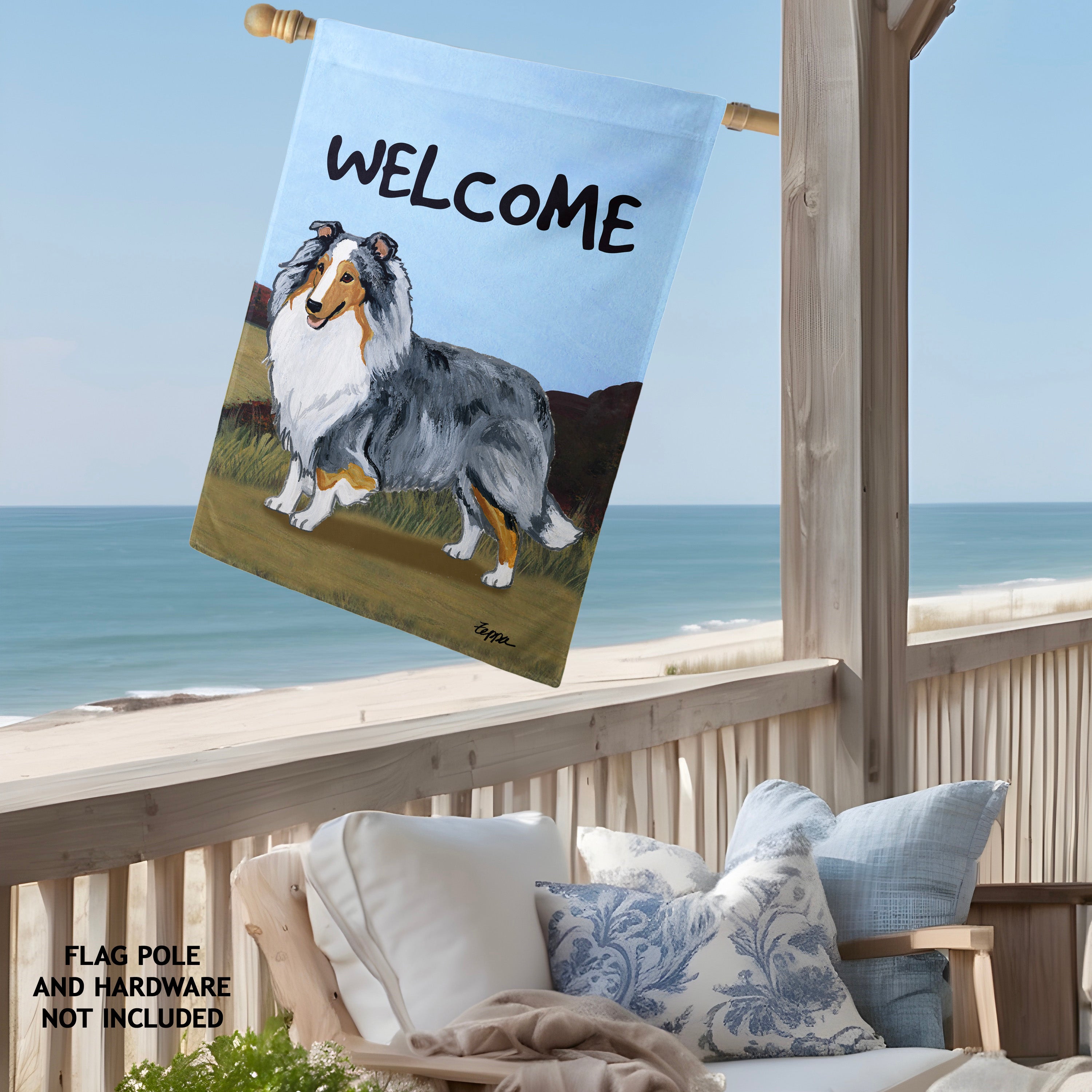 Shetland Sheepdog House Flag