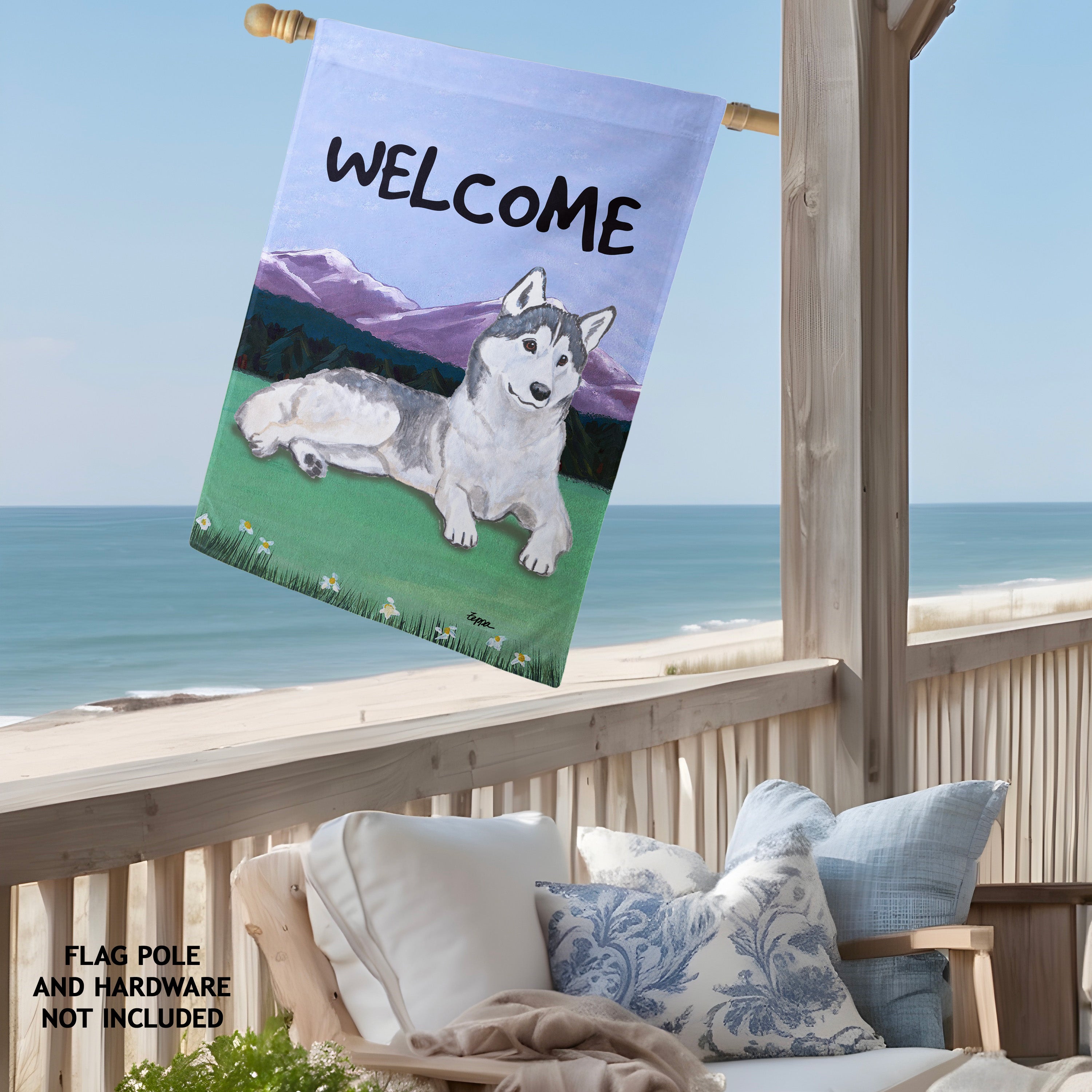 Siberian Husky House Flag