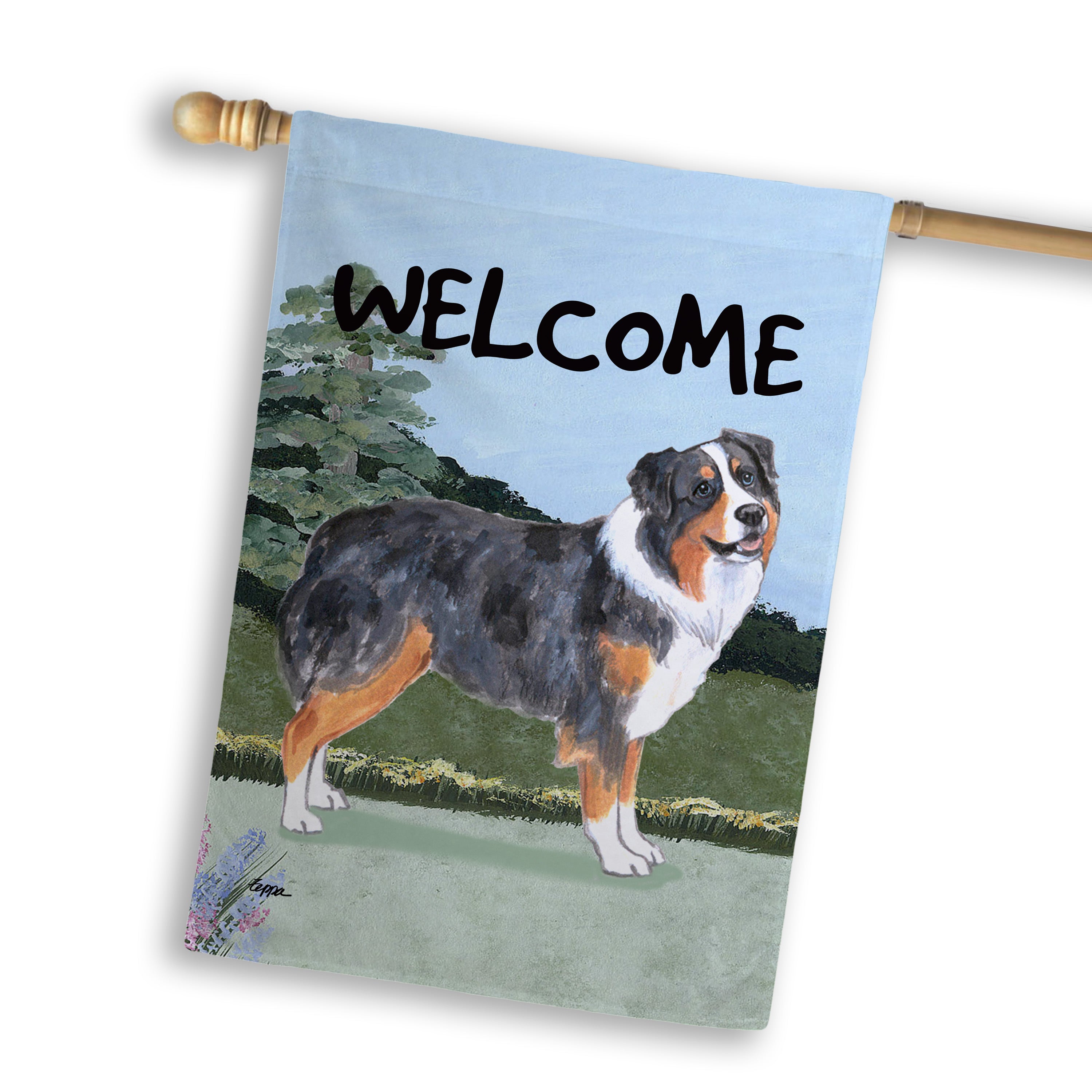 Australian Shepherd House Flag