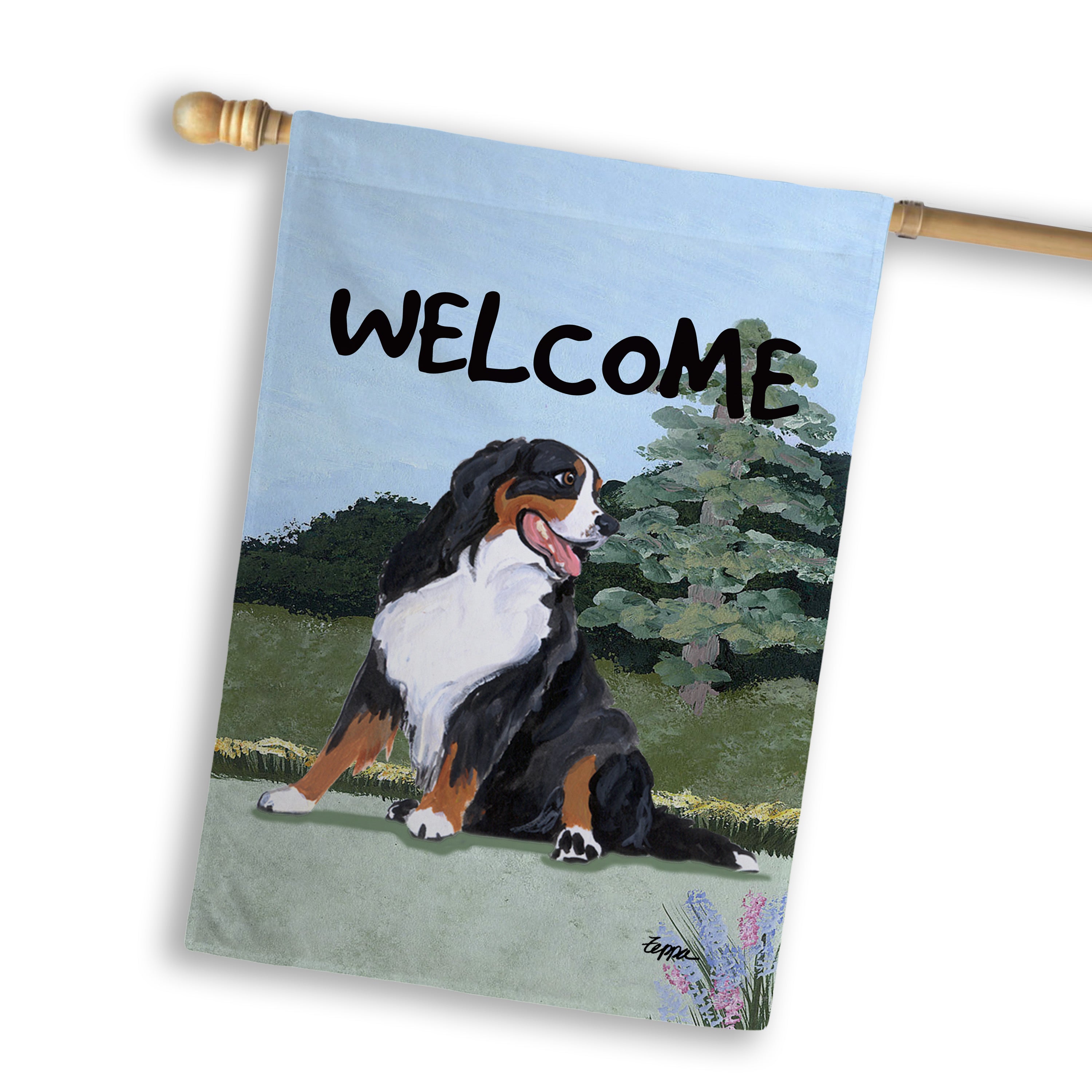 Bernese Mountain Dog House Flag
