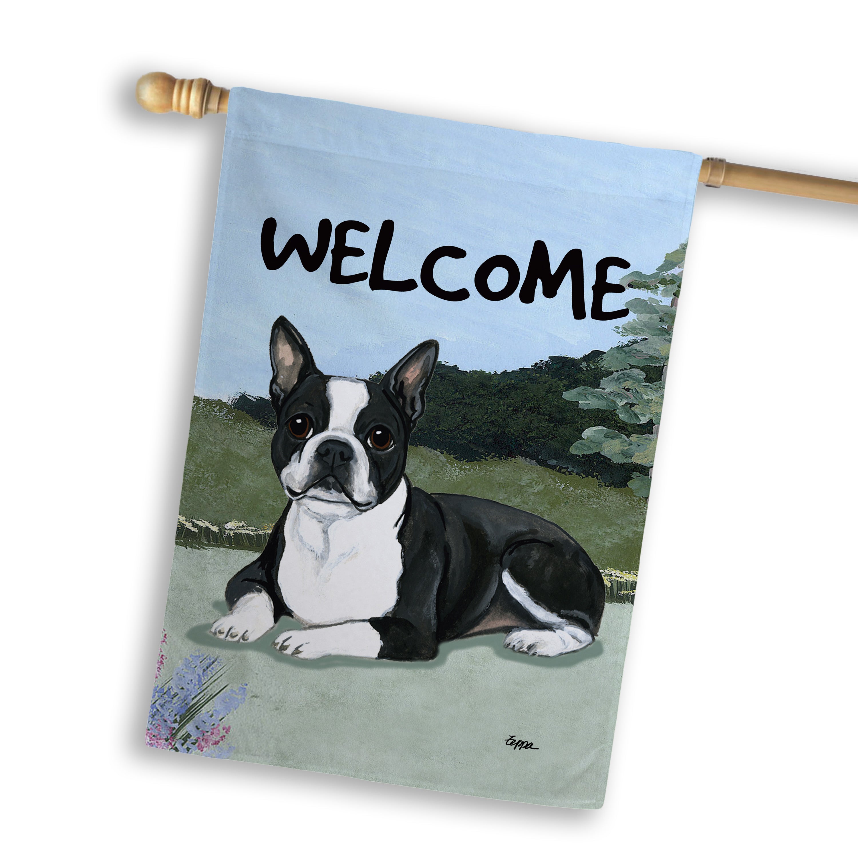Boston Terrier Lying House Flag