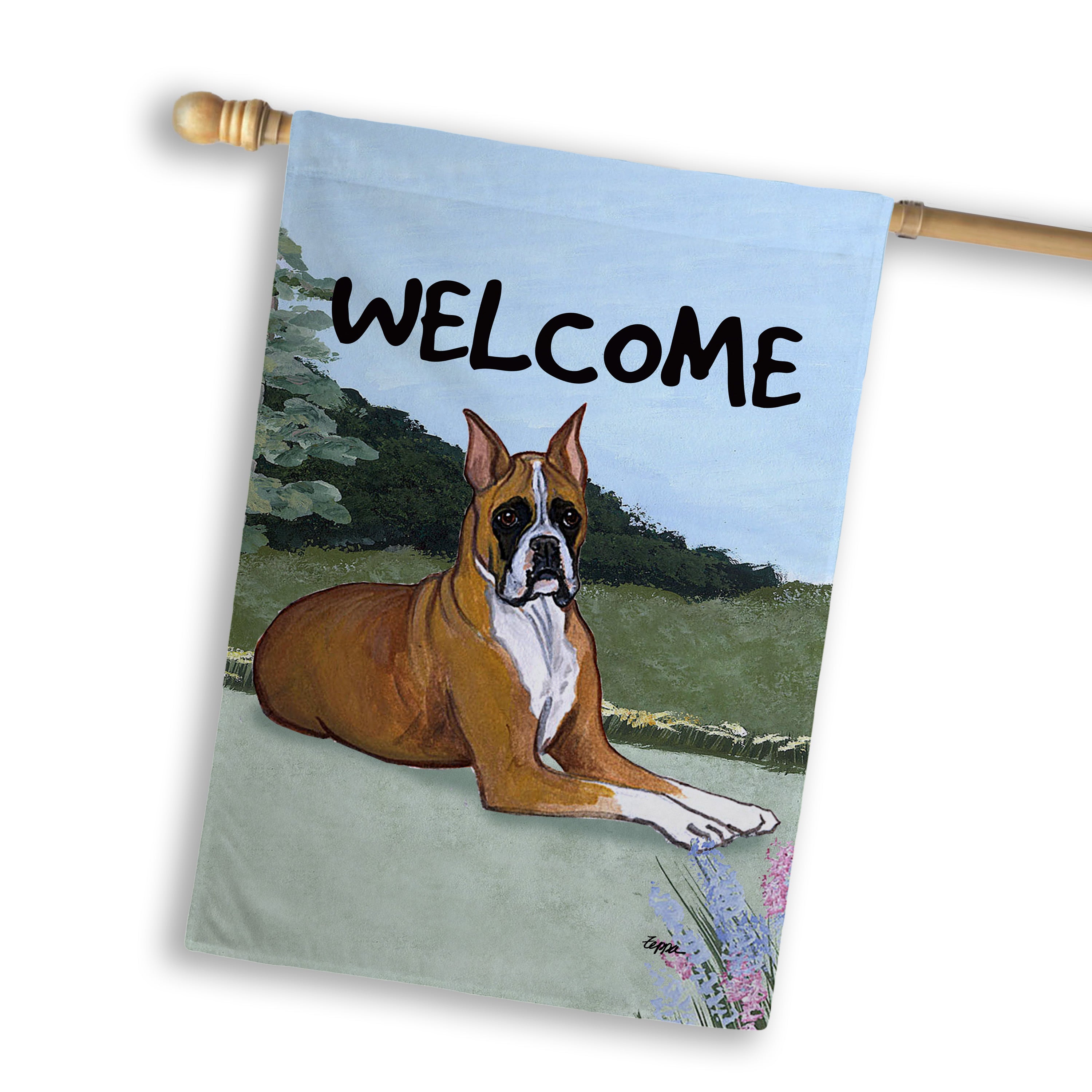 Boxer Lying House Flag