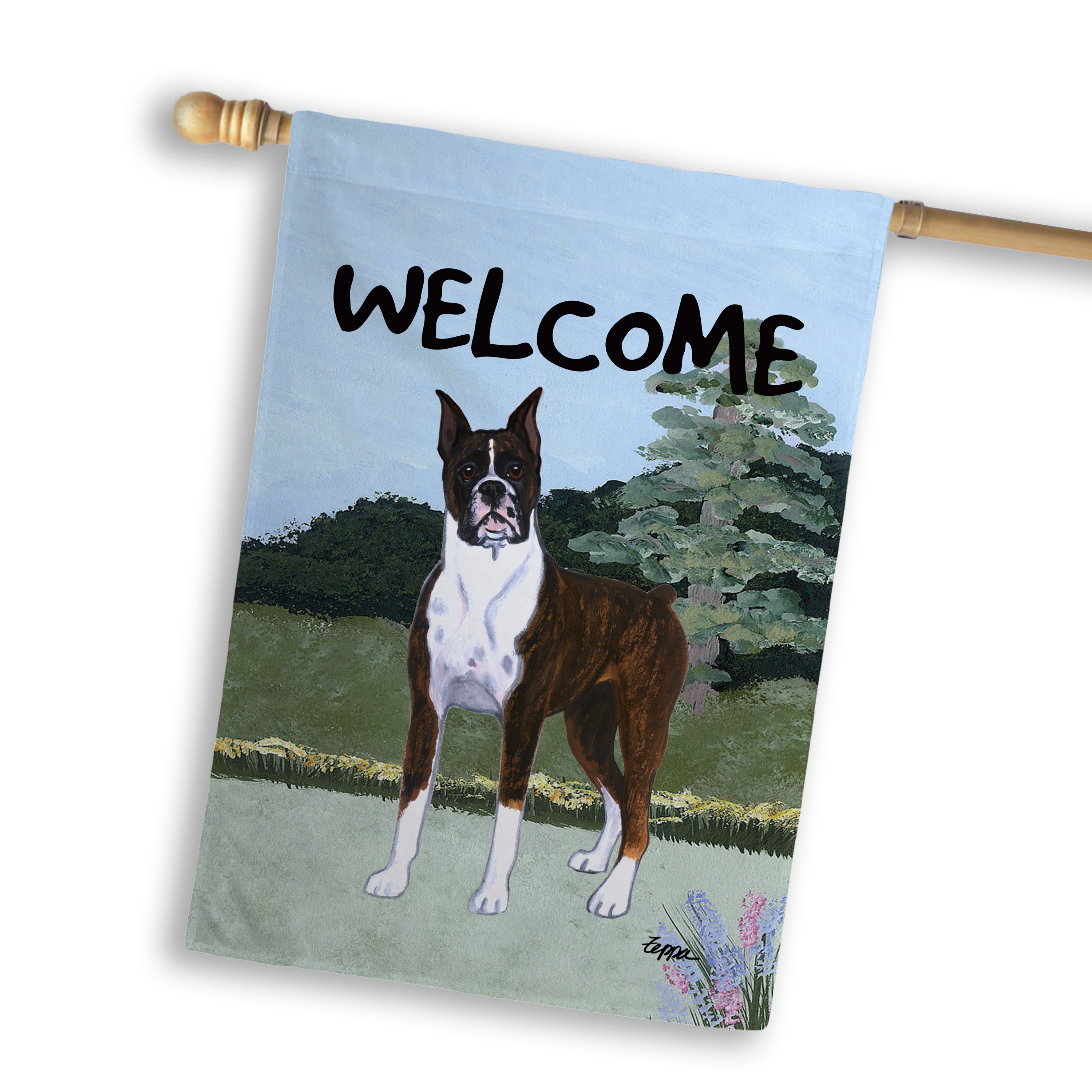 Boxer Standing House Flag