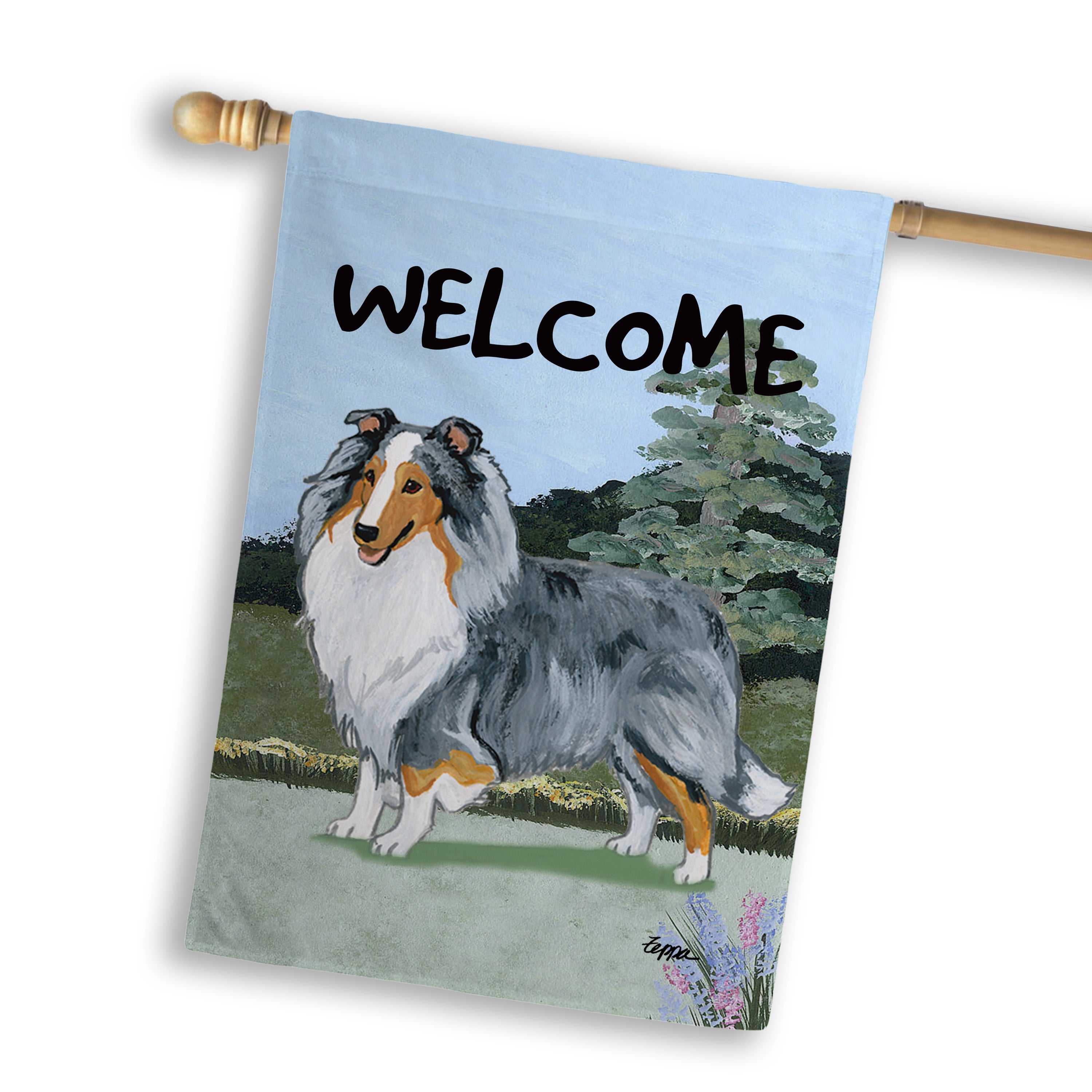 Shetland Sheepdog House Flag