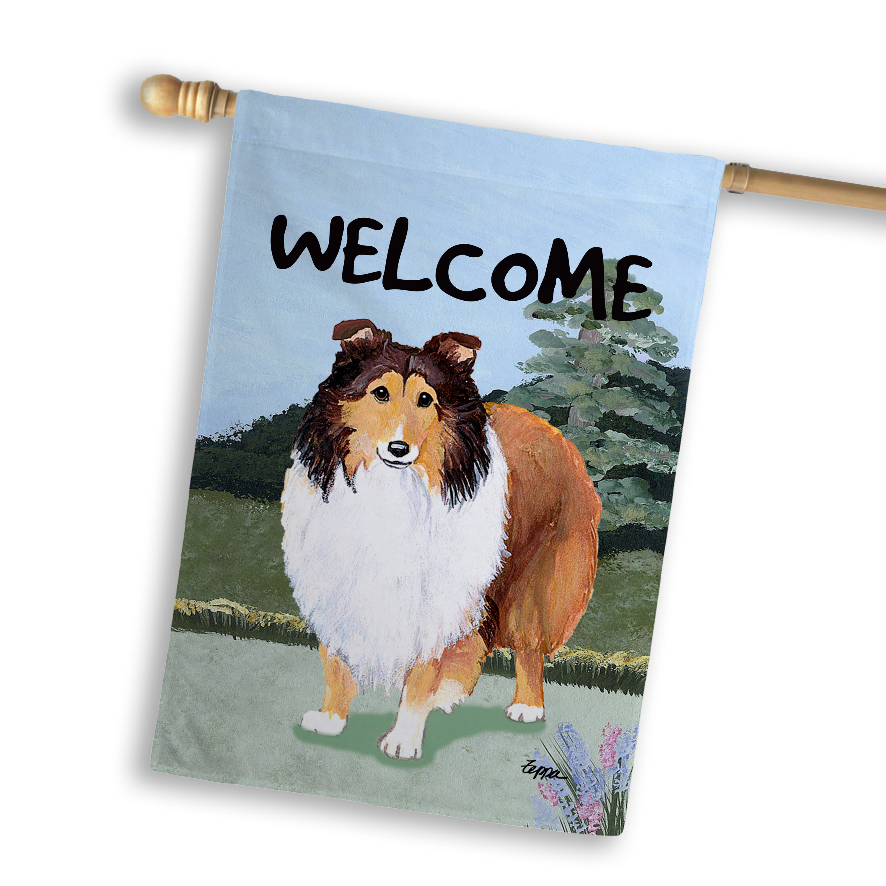 Shetland Sheepdog House Flag