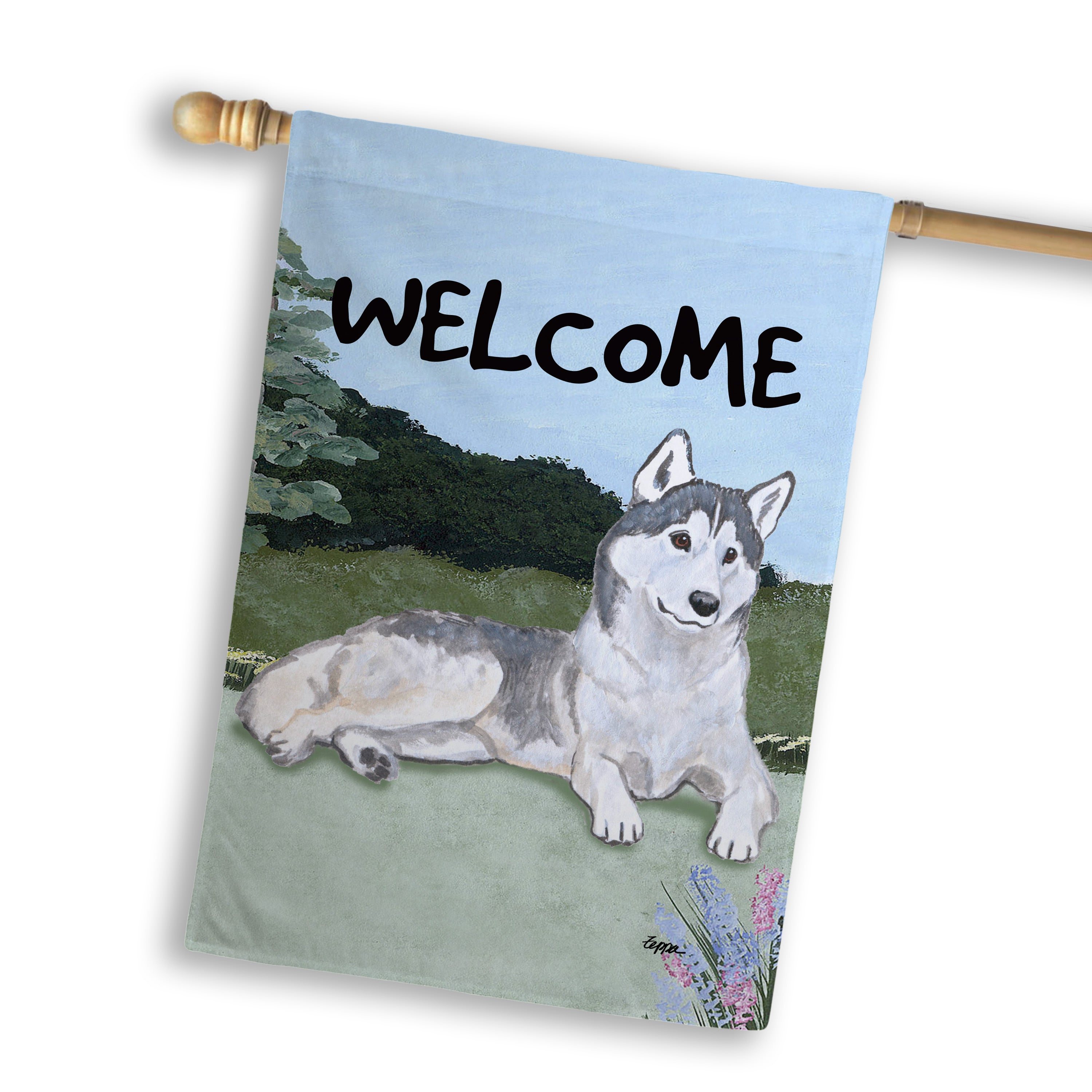 Siberian Husky House Flag