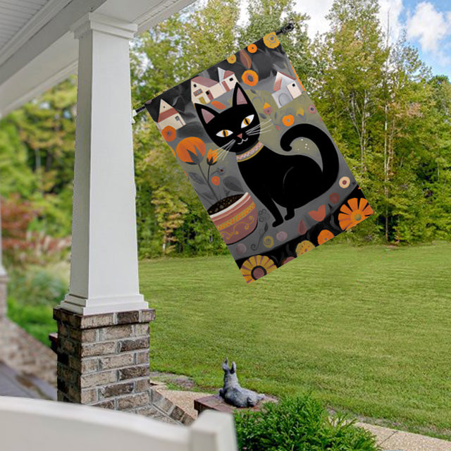 Black Cat Garden House Flag