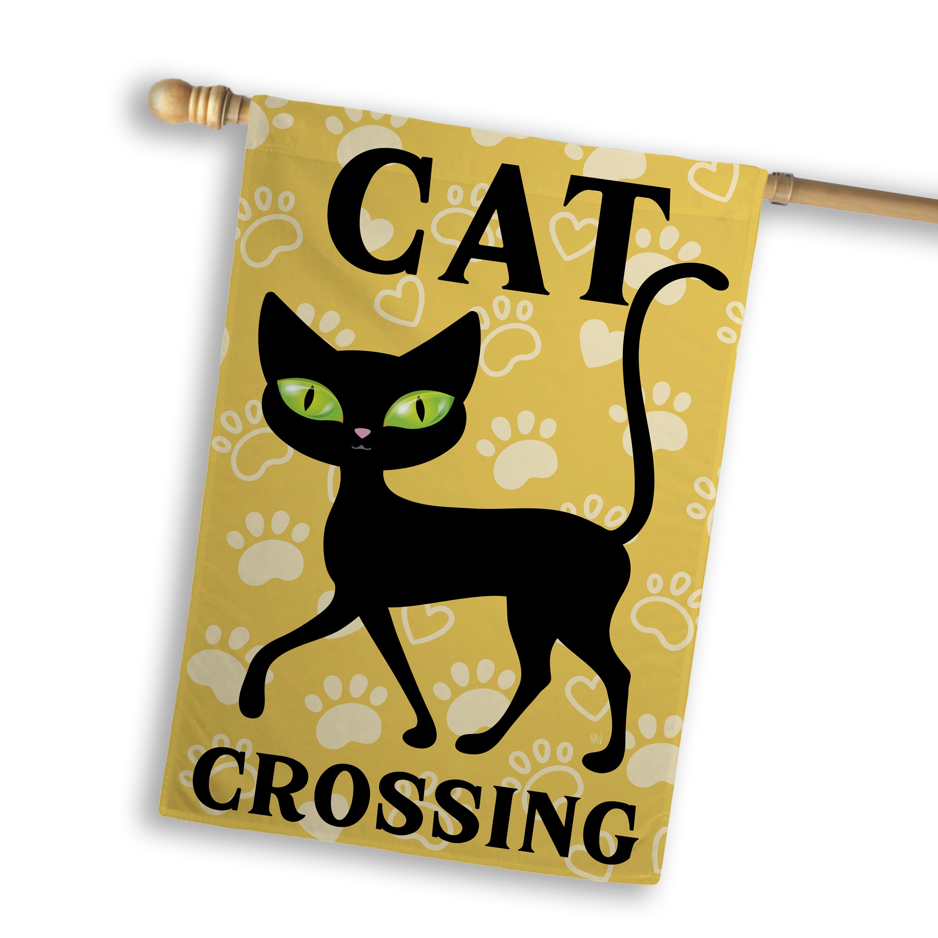 Cat Crossing House Flag