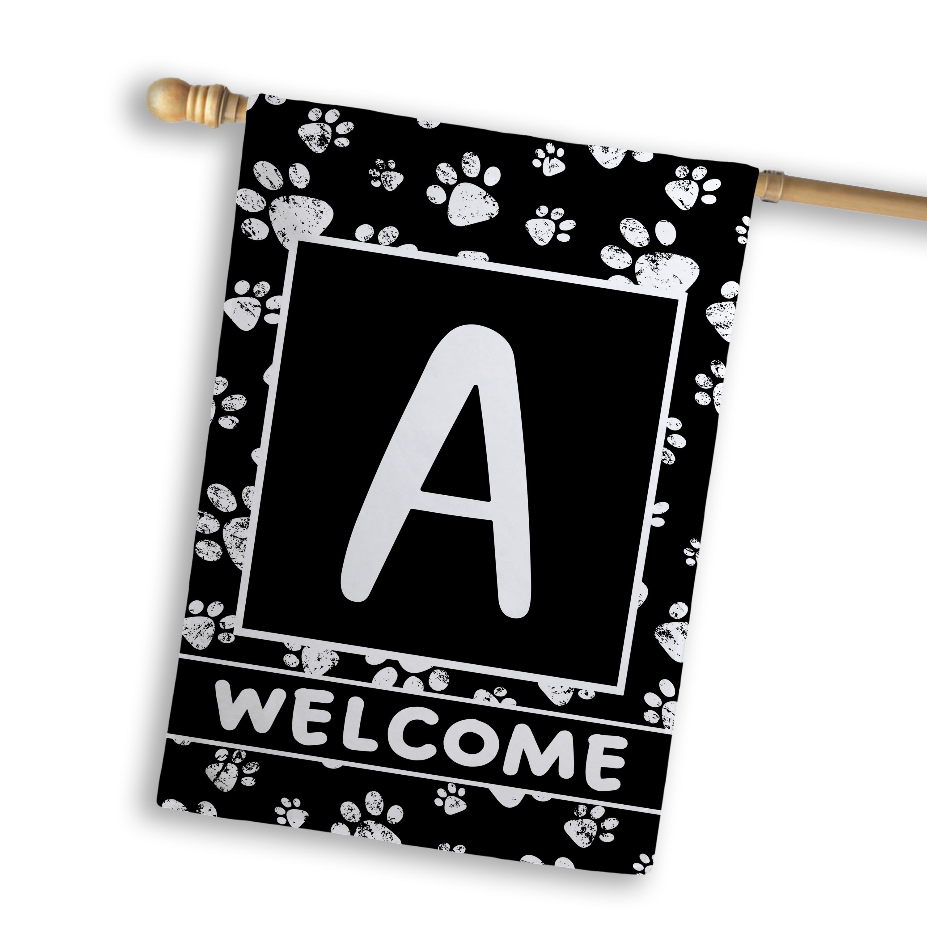 Welcome, Chalk Paws, Monogram, House Flag