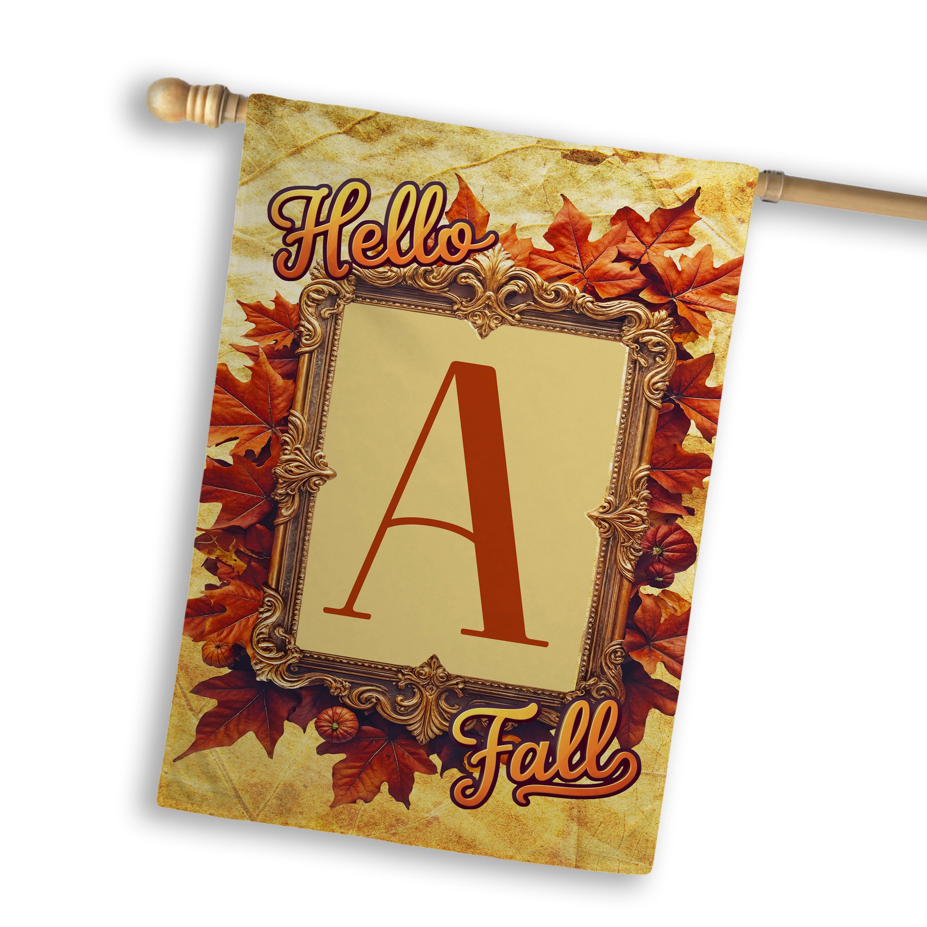 Fall, Hello Fall, Monogram, House Flag