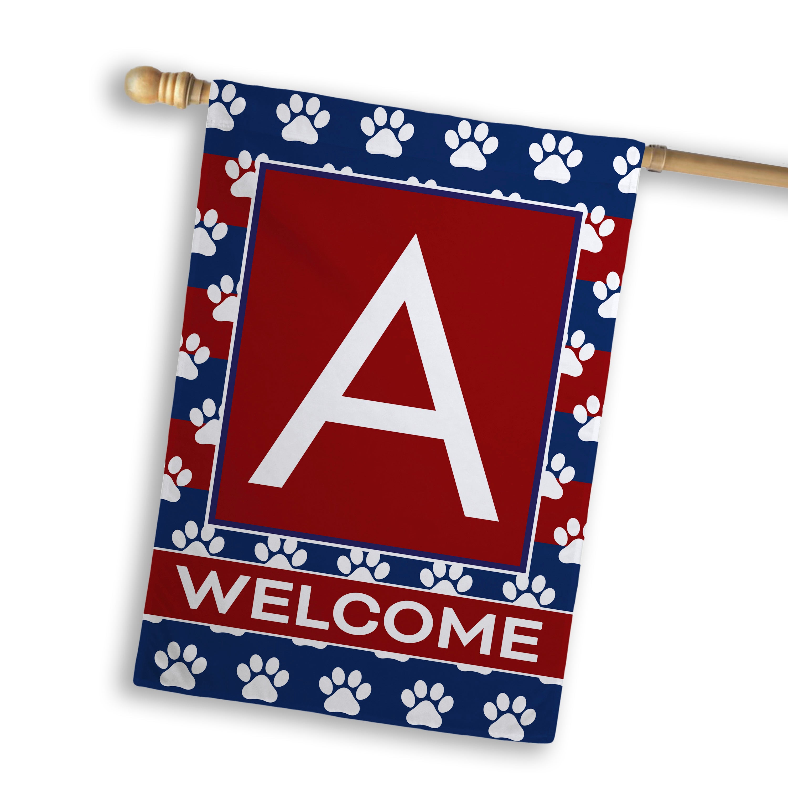 Patriotic, Paws Stripes, Monogram, House Flag
