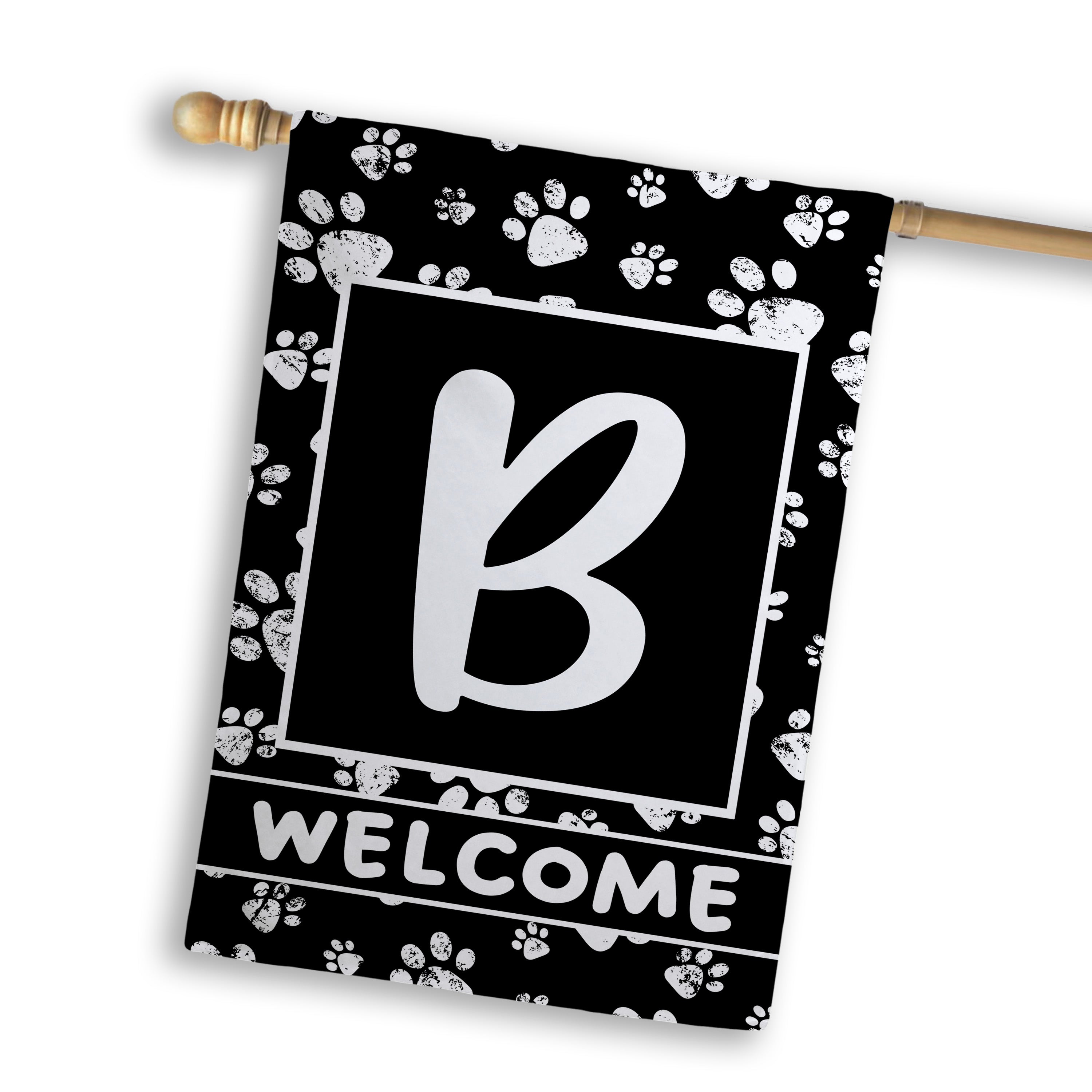 Welcome, Chalk Paws, Monogram, House Flag