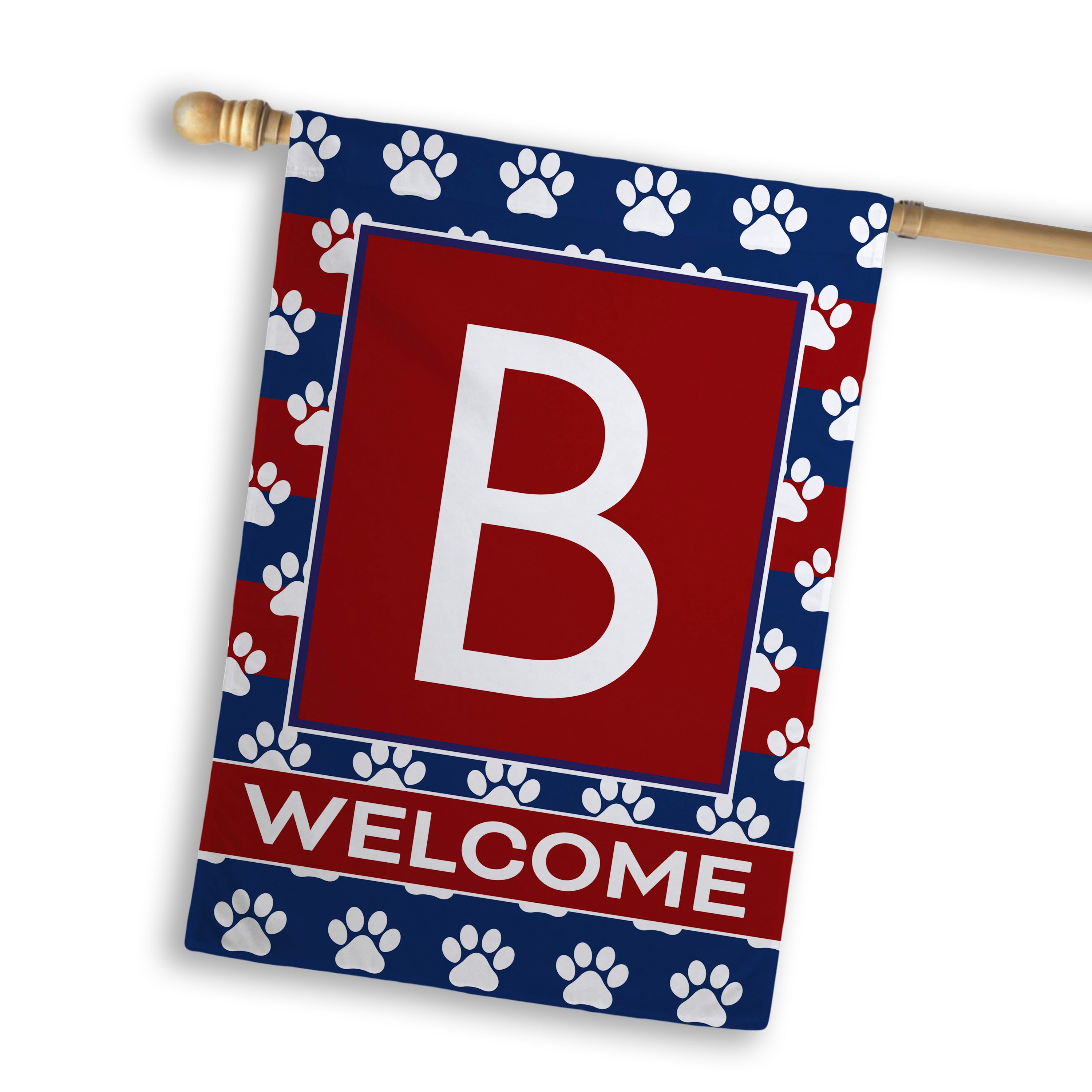 Patriotic, Paws Stripes, Monogram, House Flag