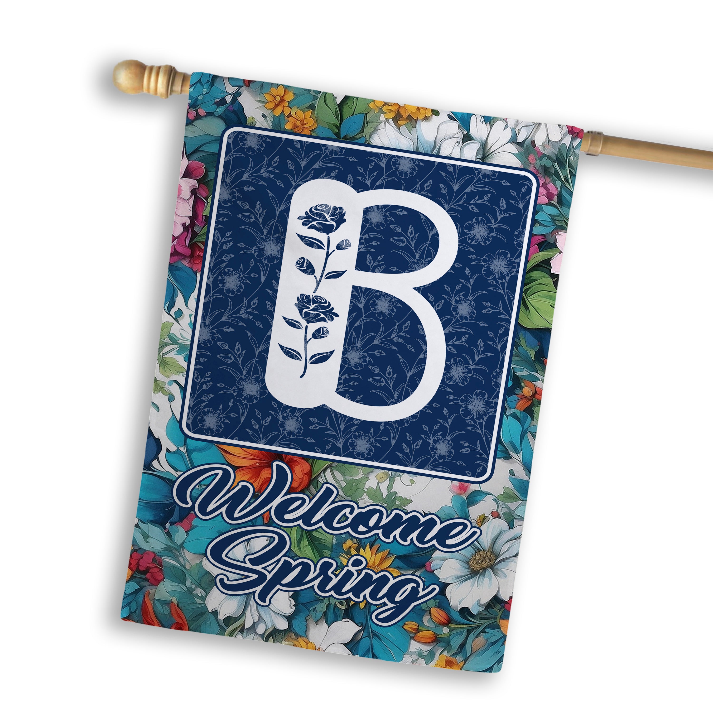 Spring, Welcome Spring,  Monogram, House Flag