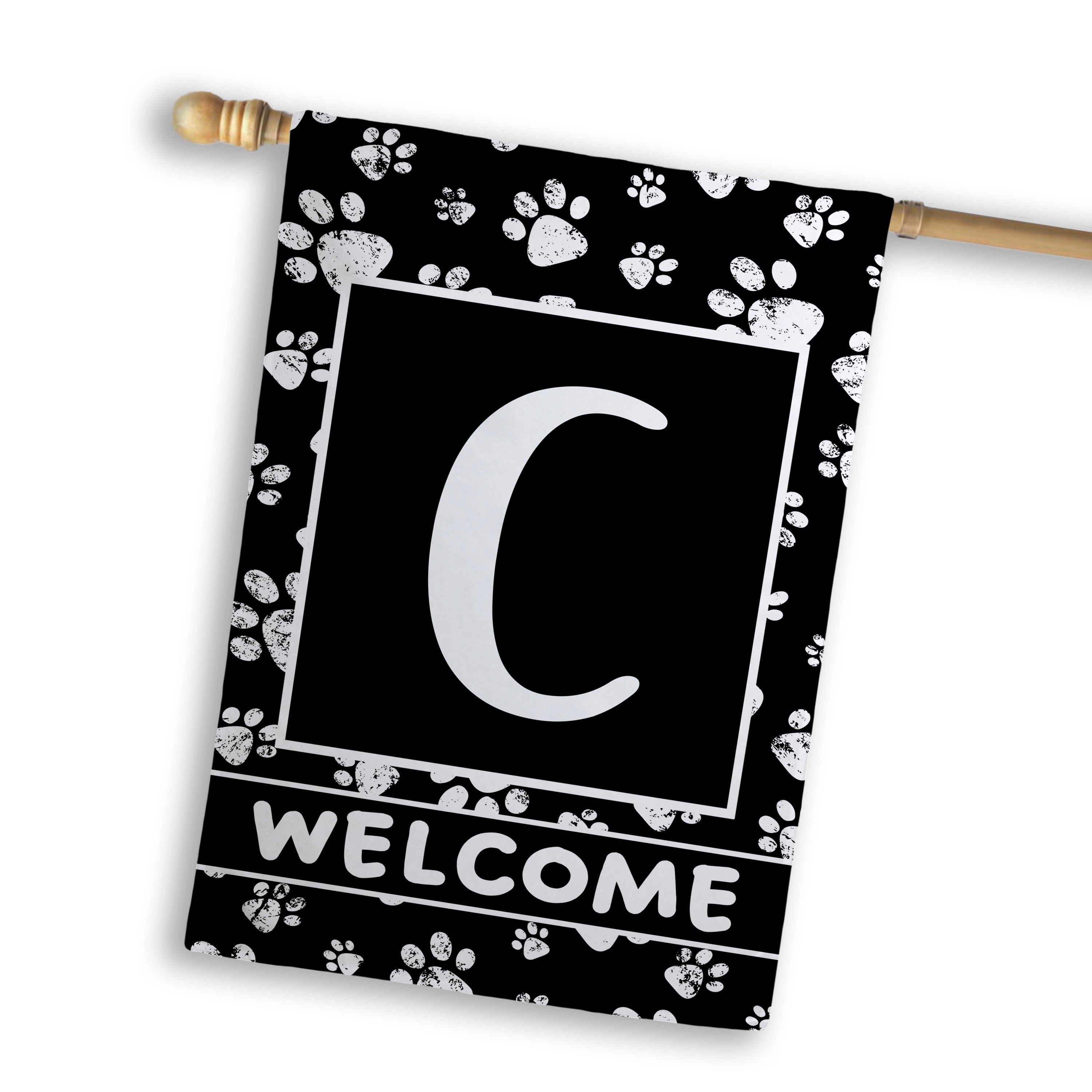 Welcome, Chalk Paws, Monogram, House Flag