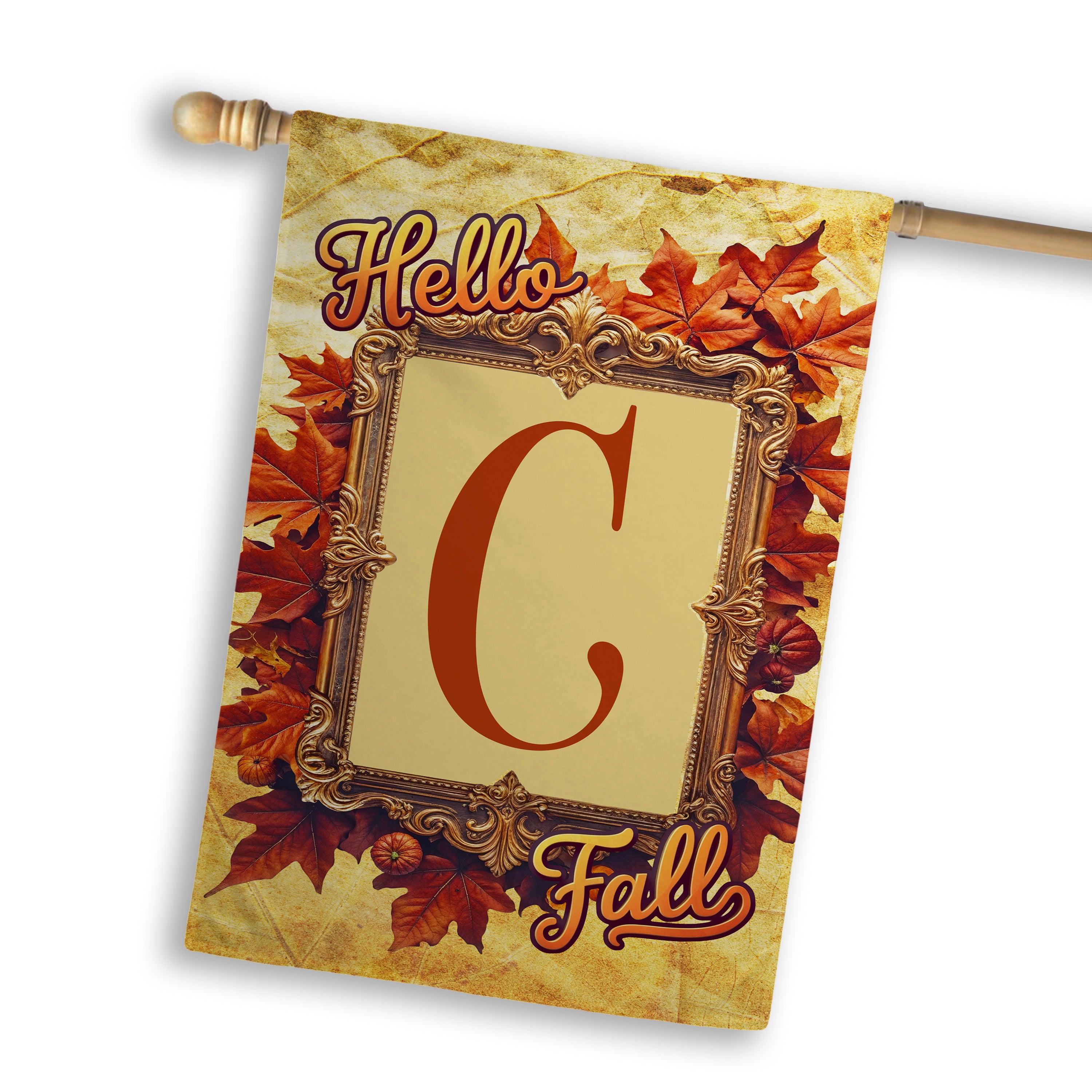 Fall, Hello Fall, Monogram, House Flag