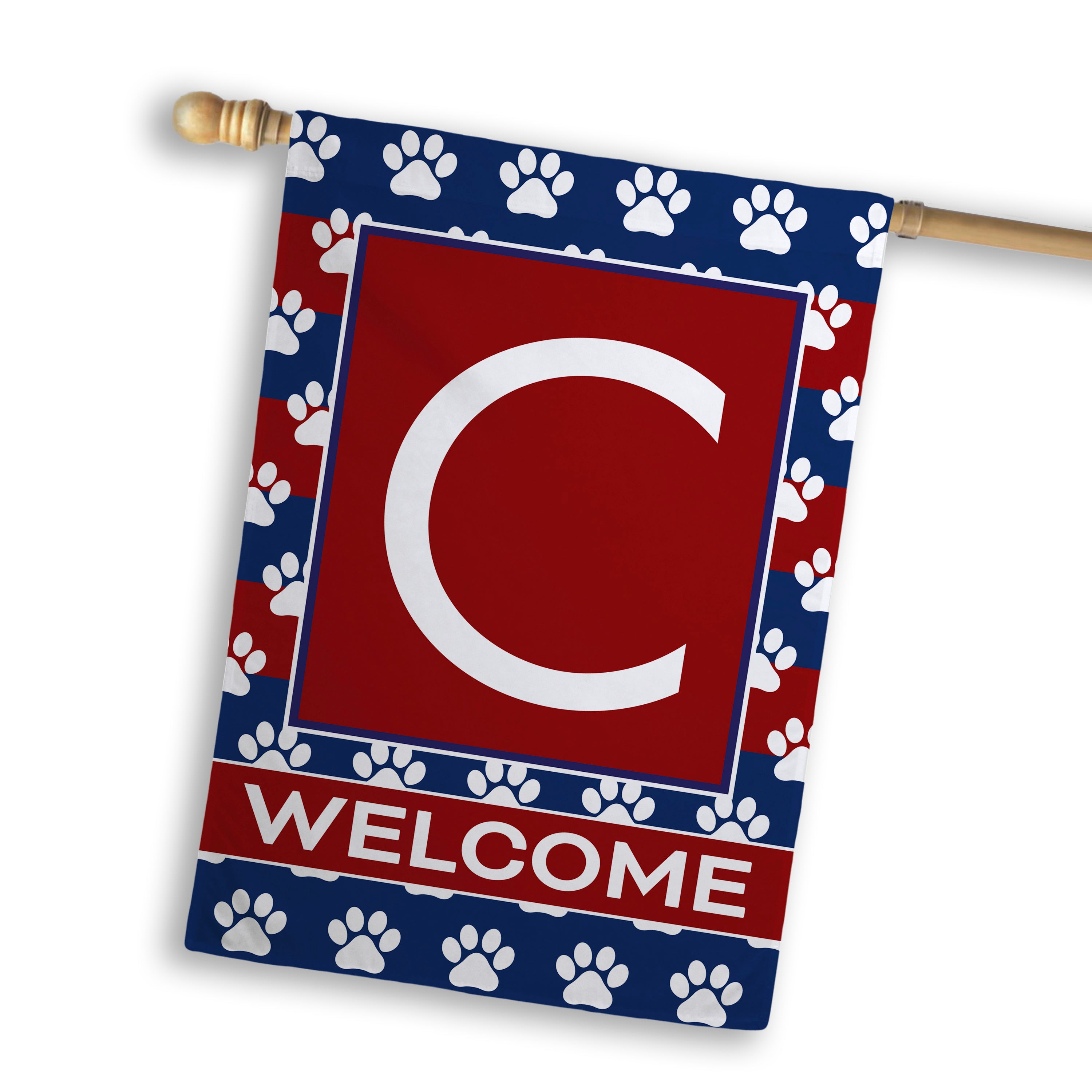 Patriotic, Paws Stripes, Monogram, House Flag