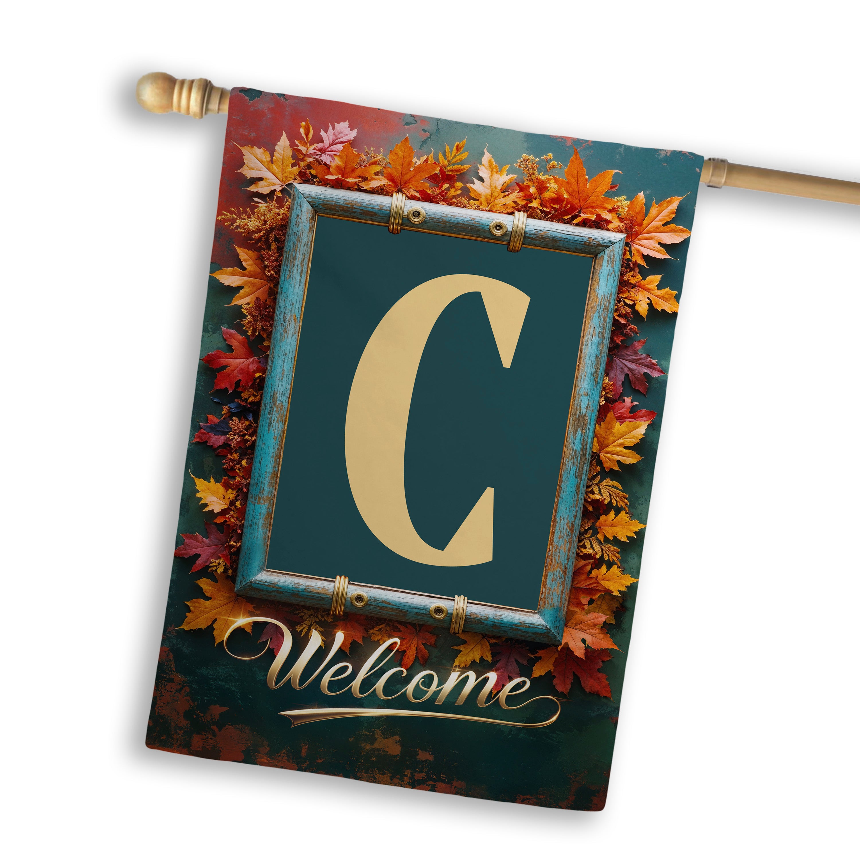 Fall, Welcome Fall, Monogram, House Flag