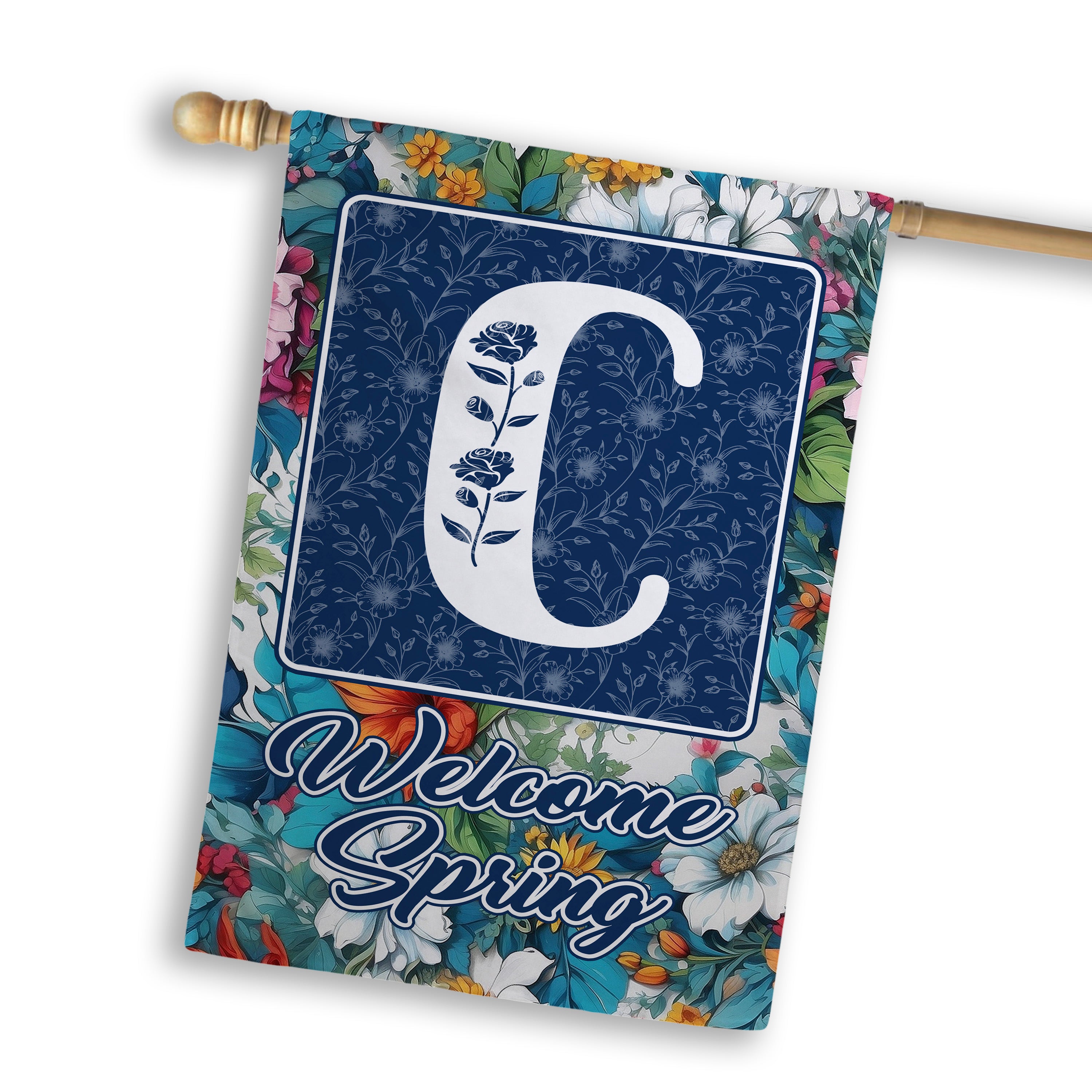 Spring, Welcome Spring,  Monogram, House Flag